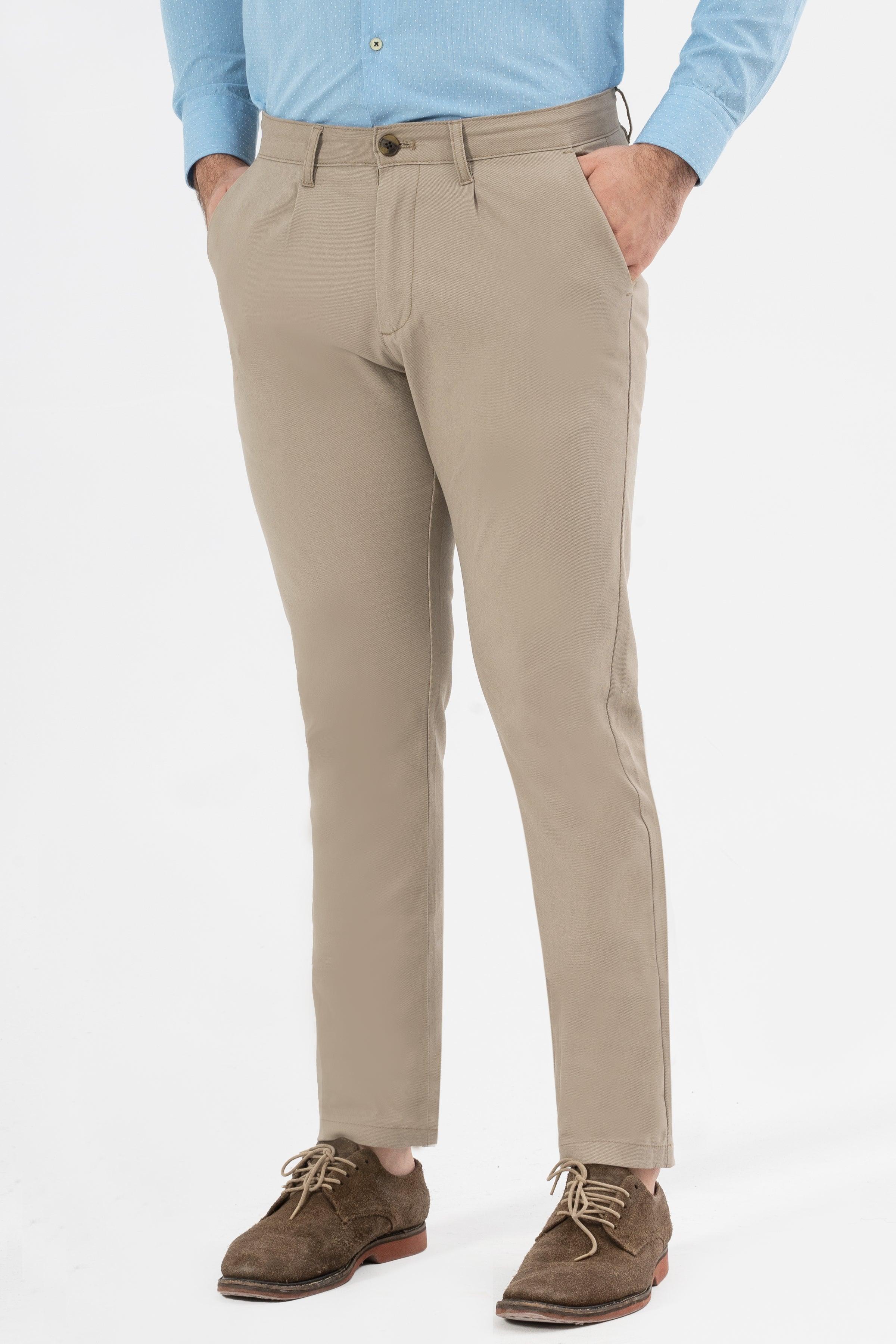 CROSS POCKET TWILL SLIMFIT PANT LIGHT KHAKI at Charcoal Clothing