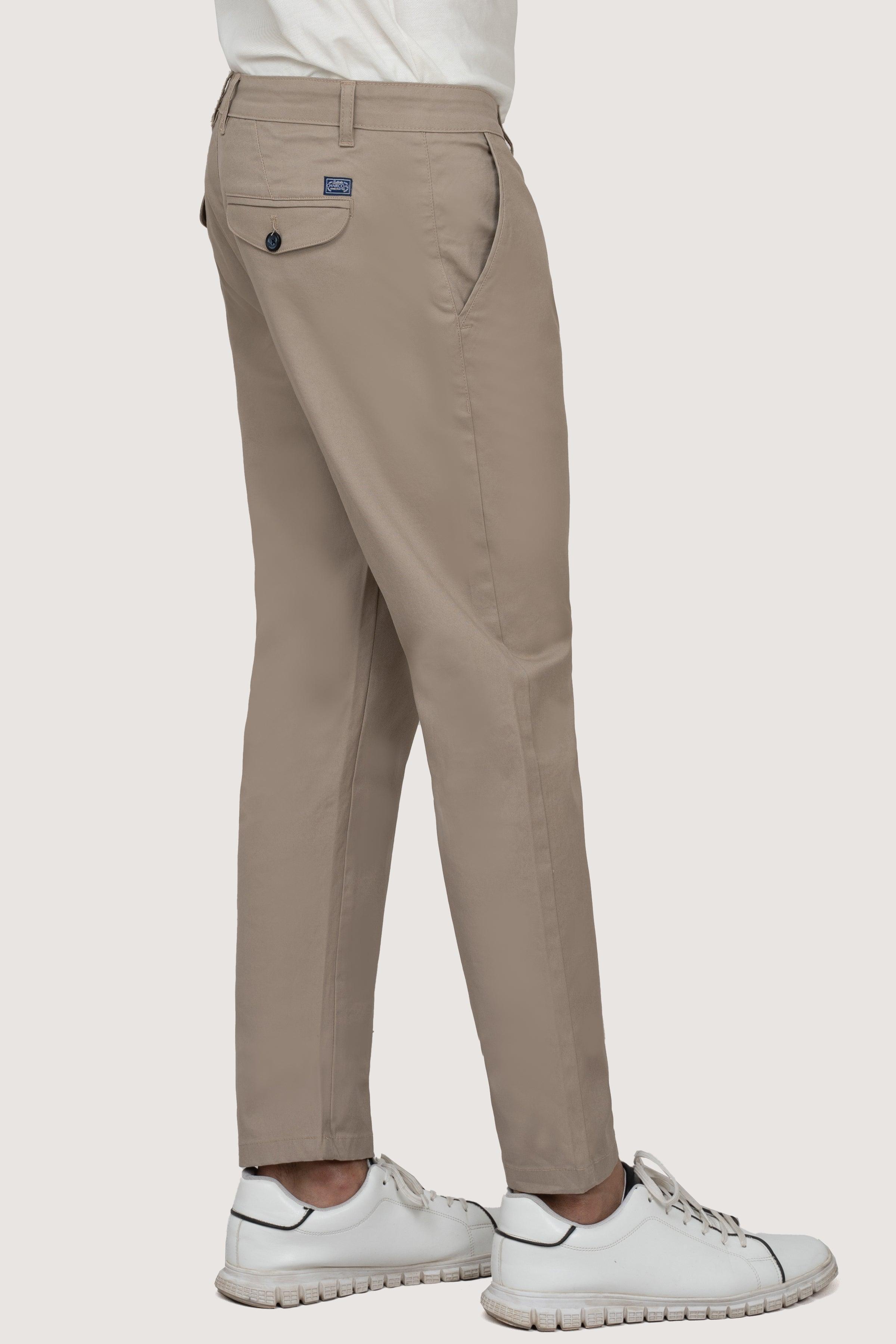 CROSS POCKET TWILL SLIMFIT PANT LIGHT KHAKI at Charcoal Clothing