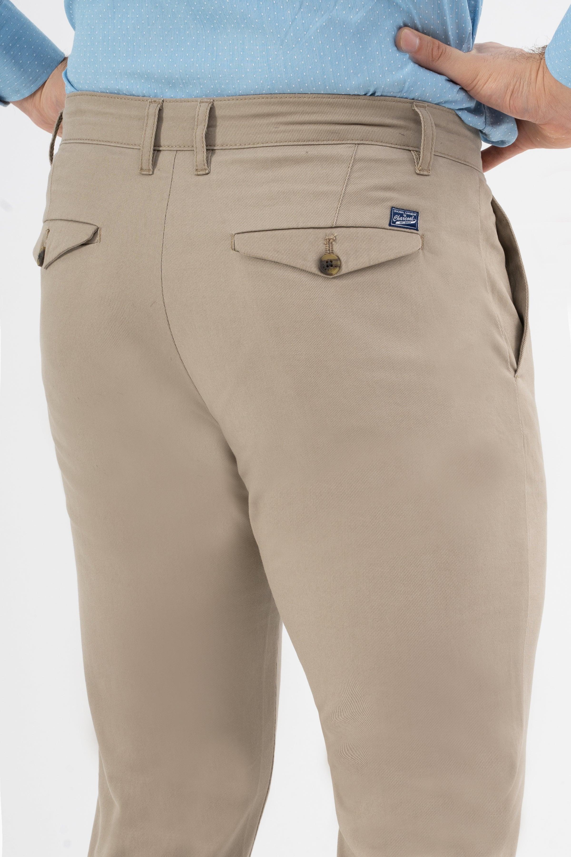 CROSS POCKET TWILL SLIMFIT PANT LIGHT KHAKI at Charcoal Clothing