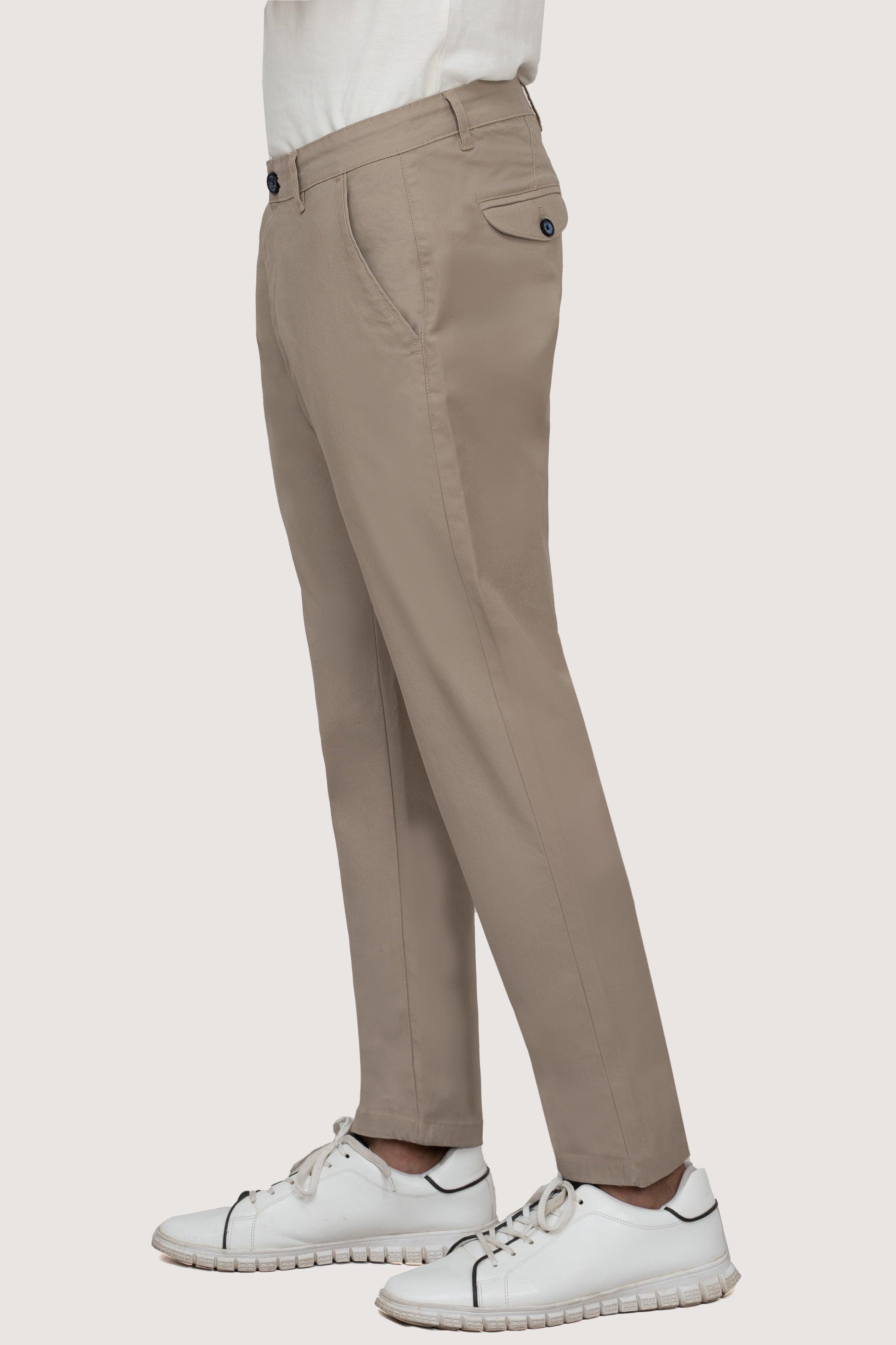 CROSS POCKET TWILL SLIMFIT PANT LIGHT KHAKI at Charcoal Clothing