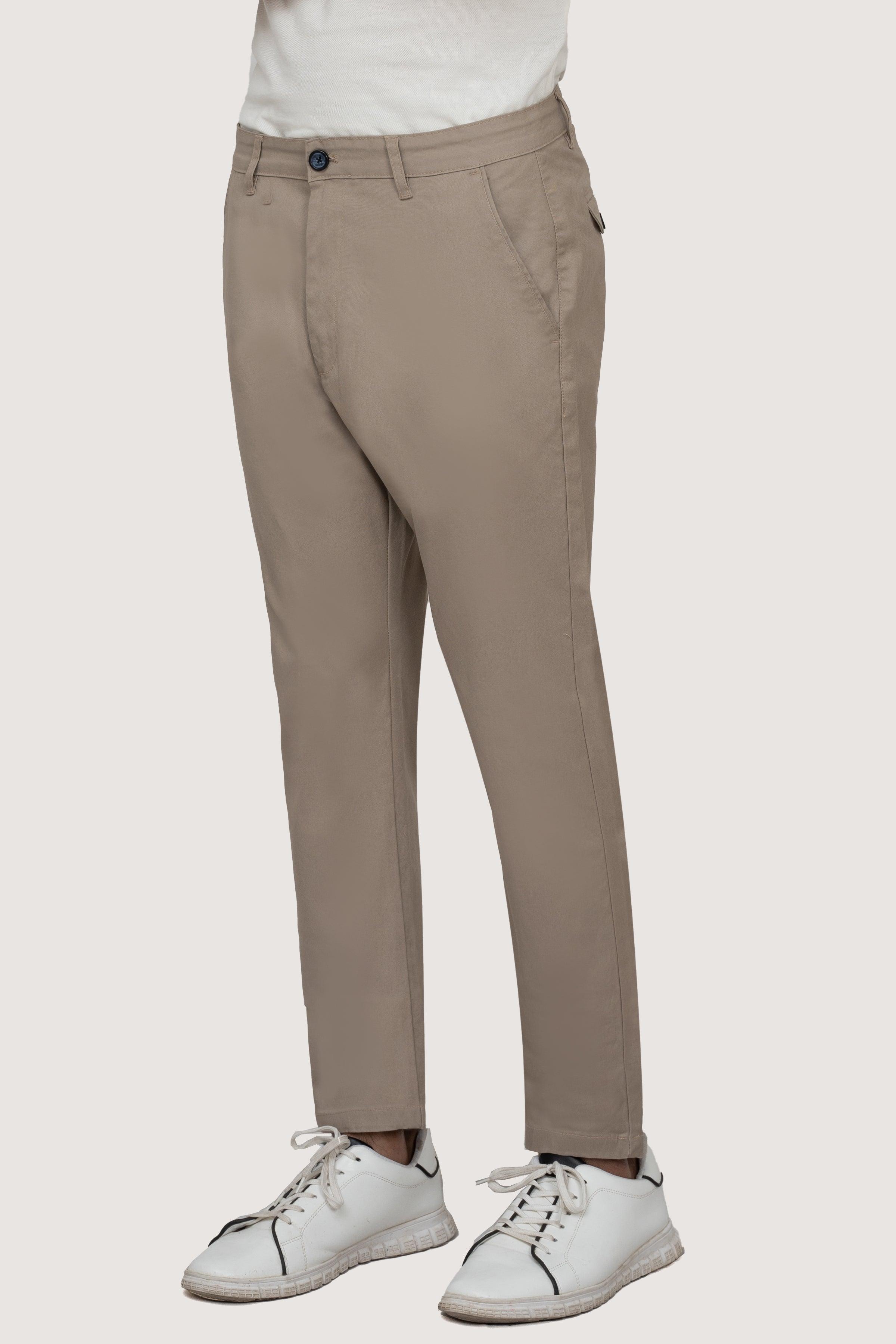 CROSS POCKET TWILL SLIMFIT PANT LIGHT KHAKI at Charcoal Clothing