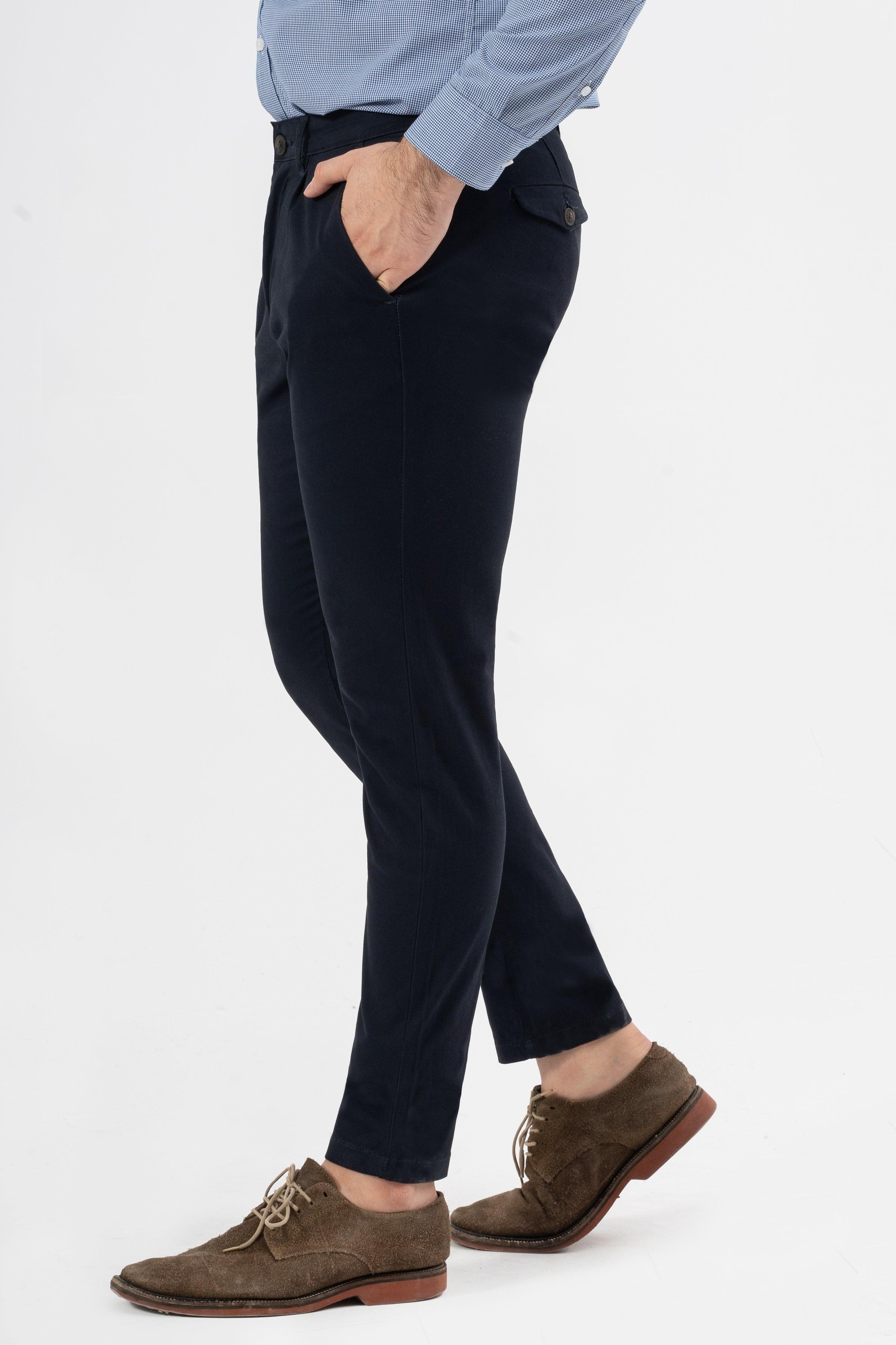 CROSS POCKET TWILL SLIMFIT PANT NAVY at Charcoal Clothing