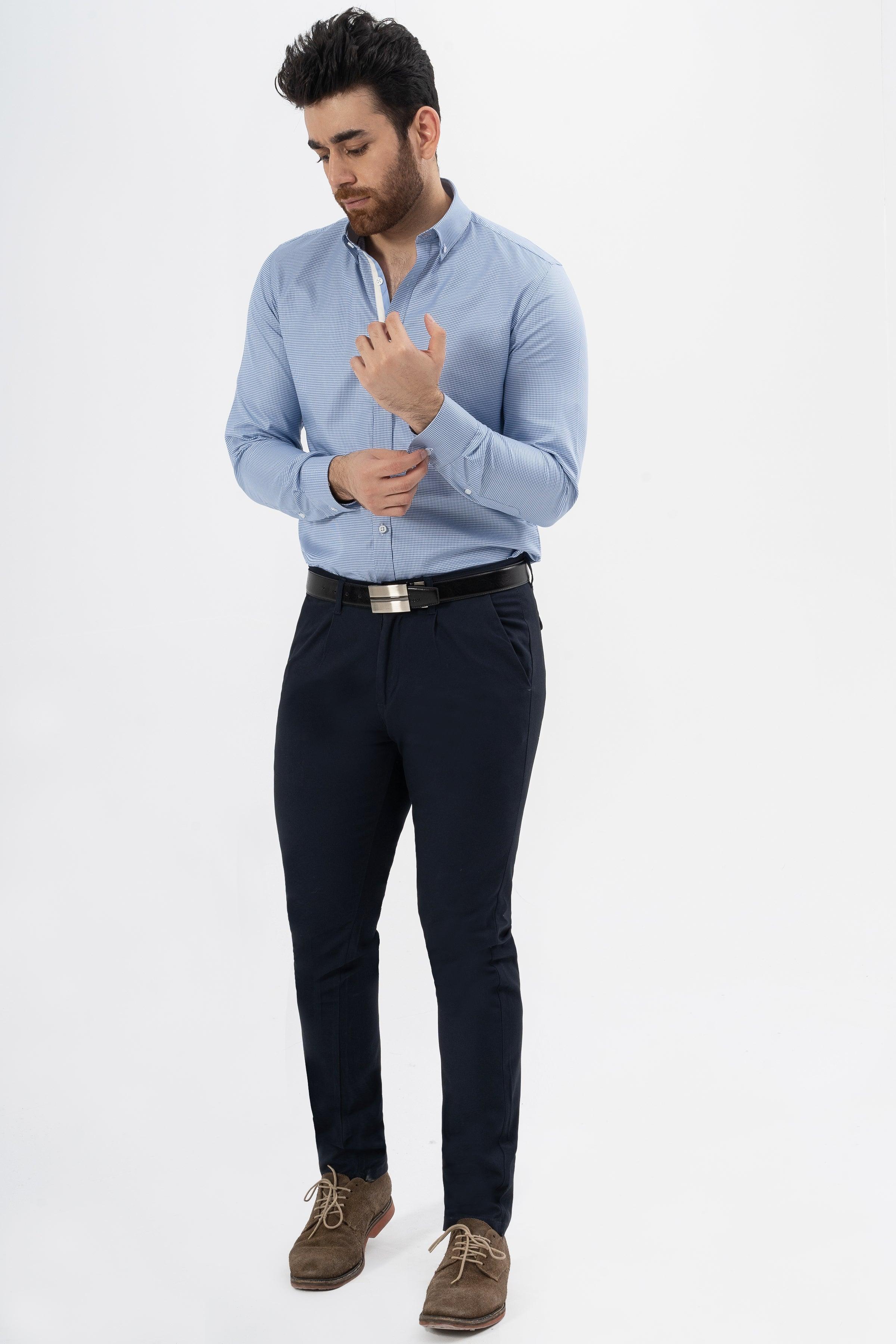 CROSS POCKET TWILL SLIMFIT PANT NAVY at Charcoal Clothing