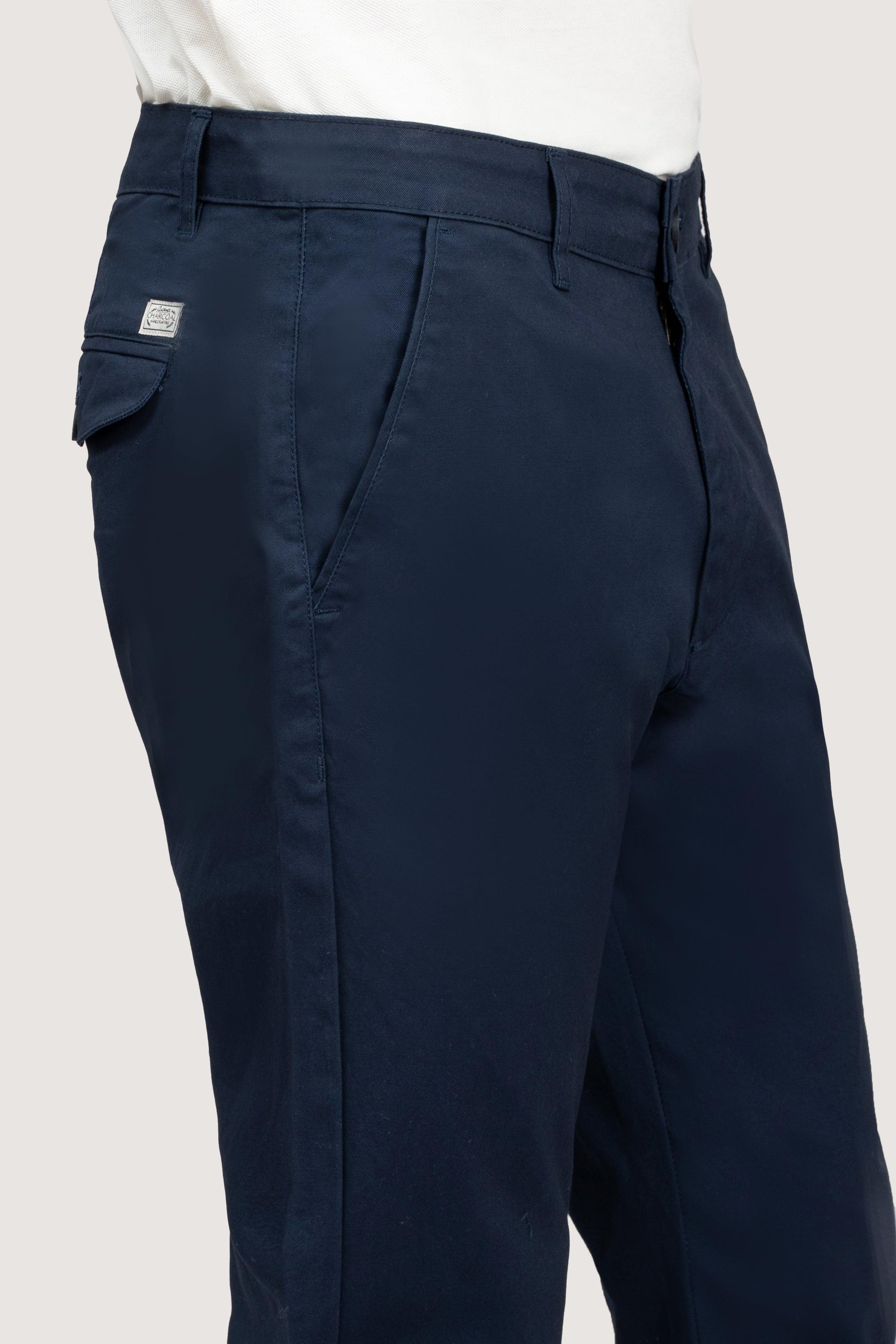CROSS POCKET TWILL SLIMFIT PANT NAVY at Charcoal Clothing
