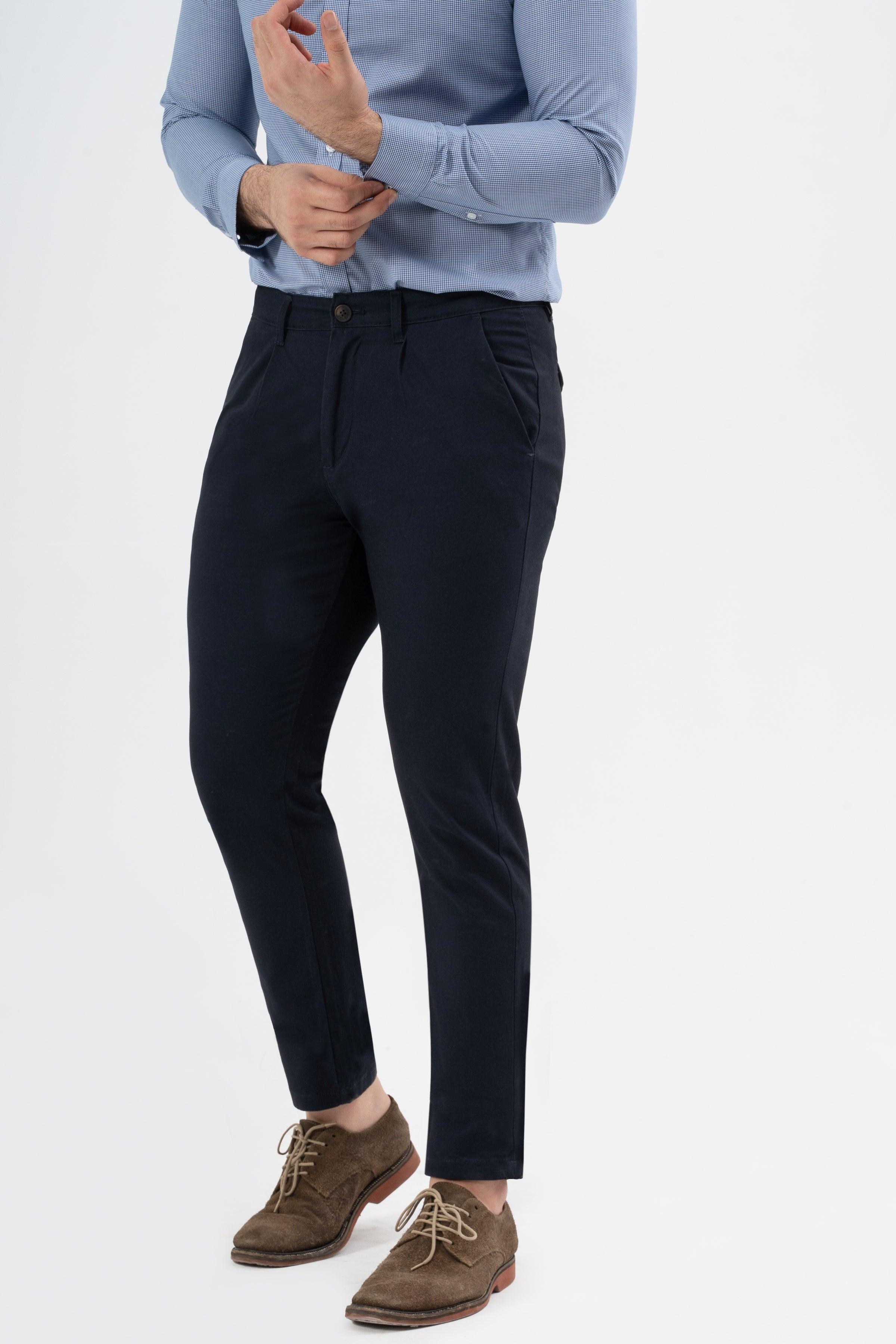CROSS POCKET TWILL SLIMFIT PANT NAVY at Charcoal Clothing