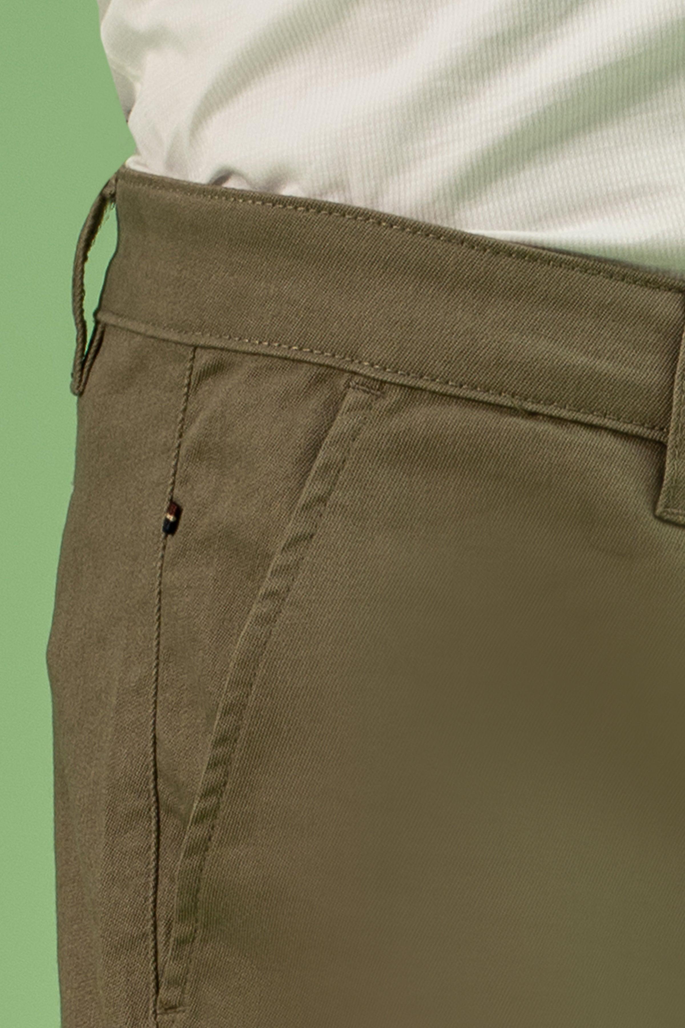 CROSS POCKET TWILL SLIMFIT PANT OLIVE at Charcoal Clothing