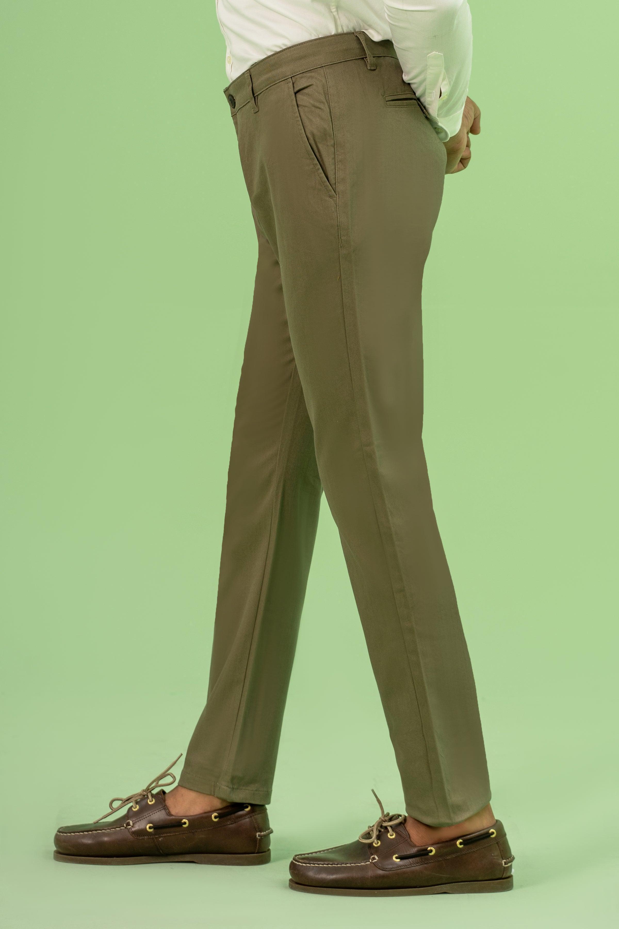 CROSS POCKET TWILL SLIMFIT PANT OLIVE at Charcoal Clothing