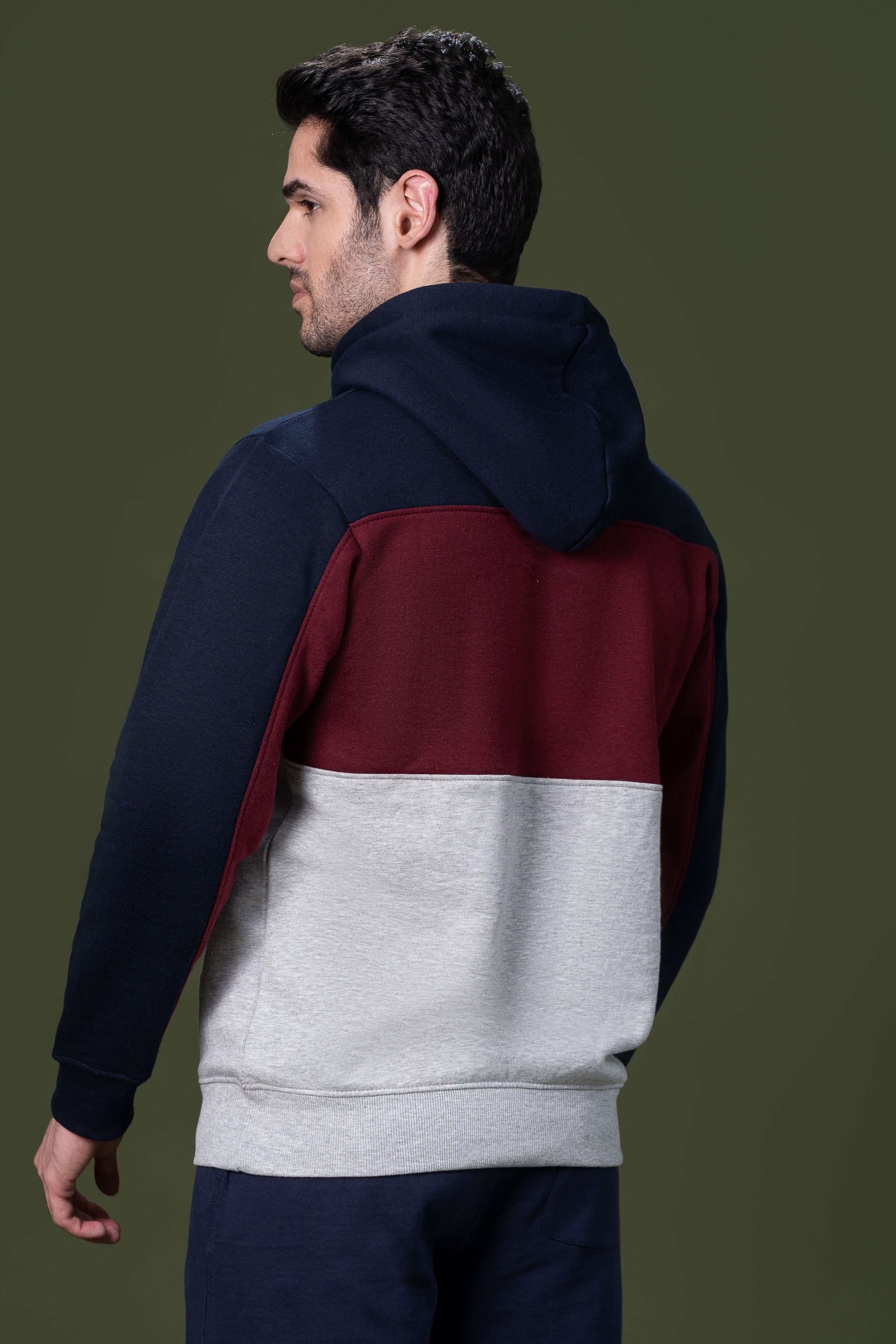 CUT & SEW KANGAROO HOODIES MAHROON NAVY at Charcoal Clothing