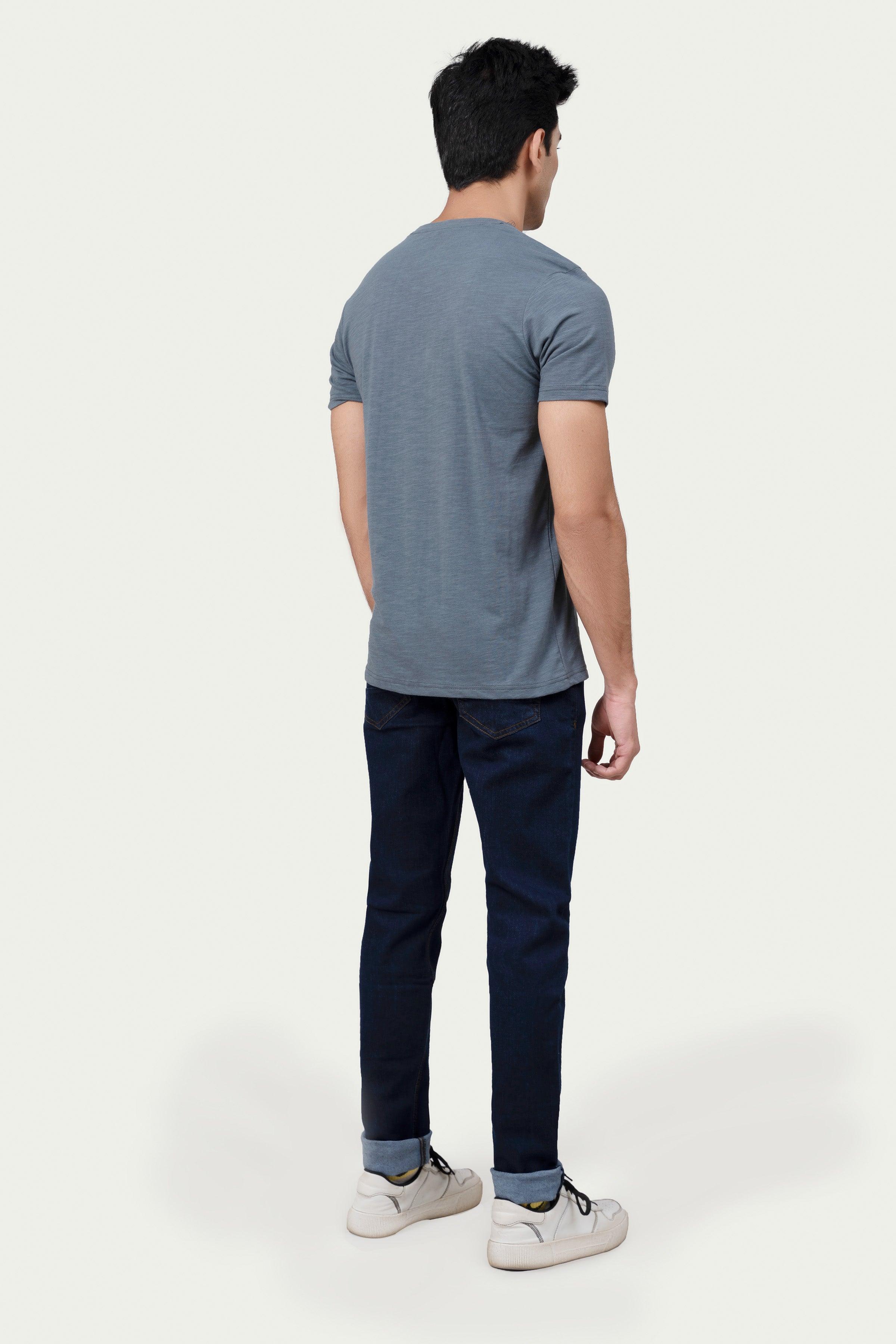CUT & SEW PANEL T-SHIRT GREY at Charcoal Clothing