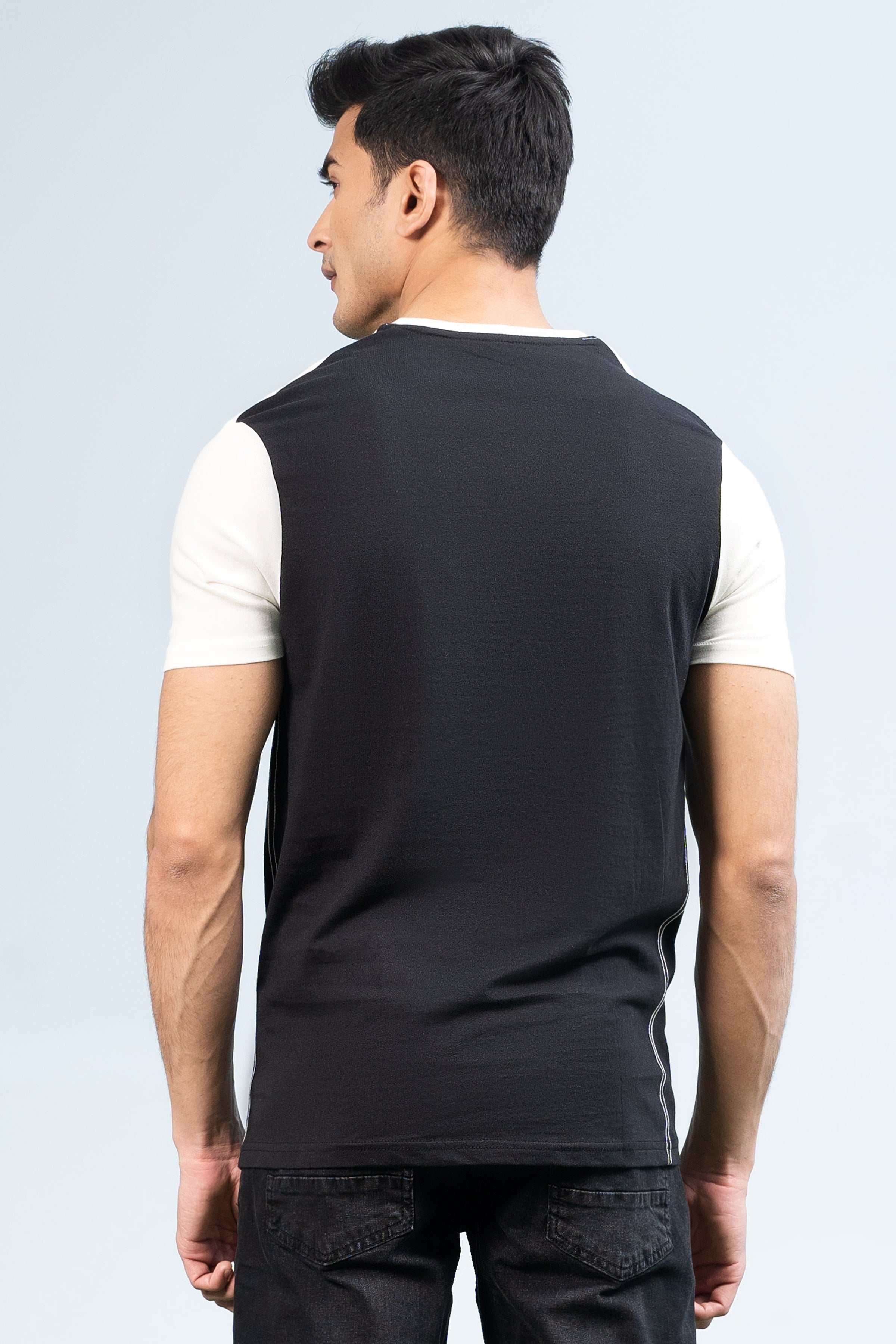 CUT & SEW PANNEL T-SHIRT OFF WHITE at Charcoal Clothing