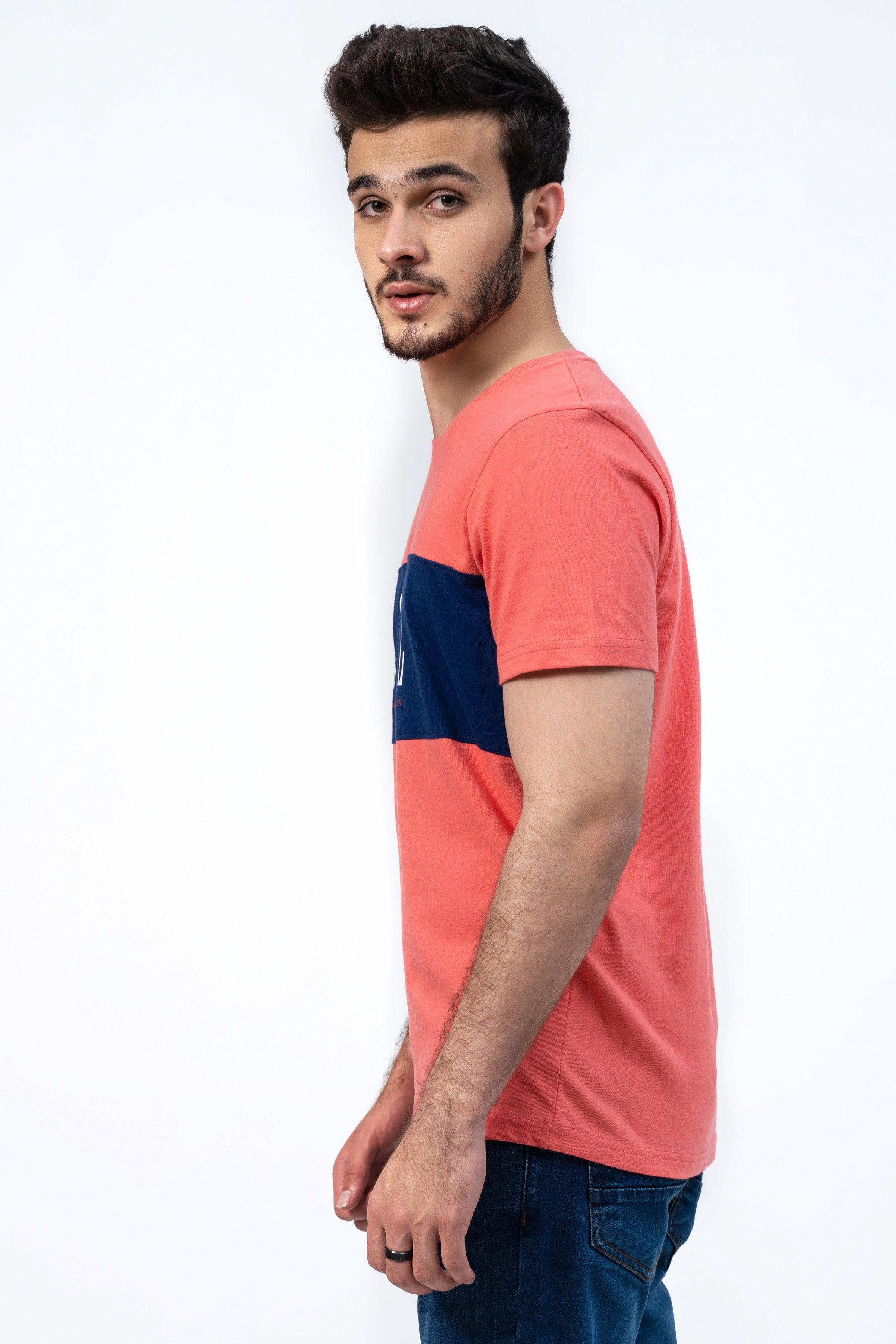 CUT & SEW T SHIRT CORAL PINK at Charcoal Clothing