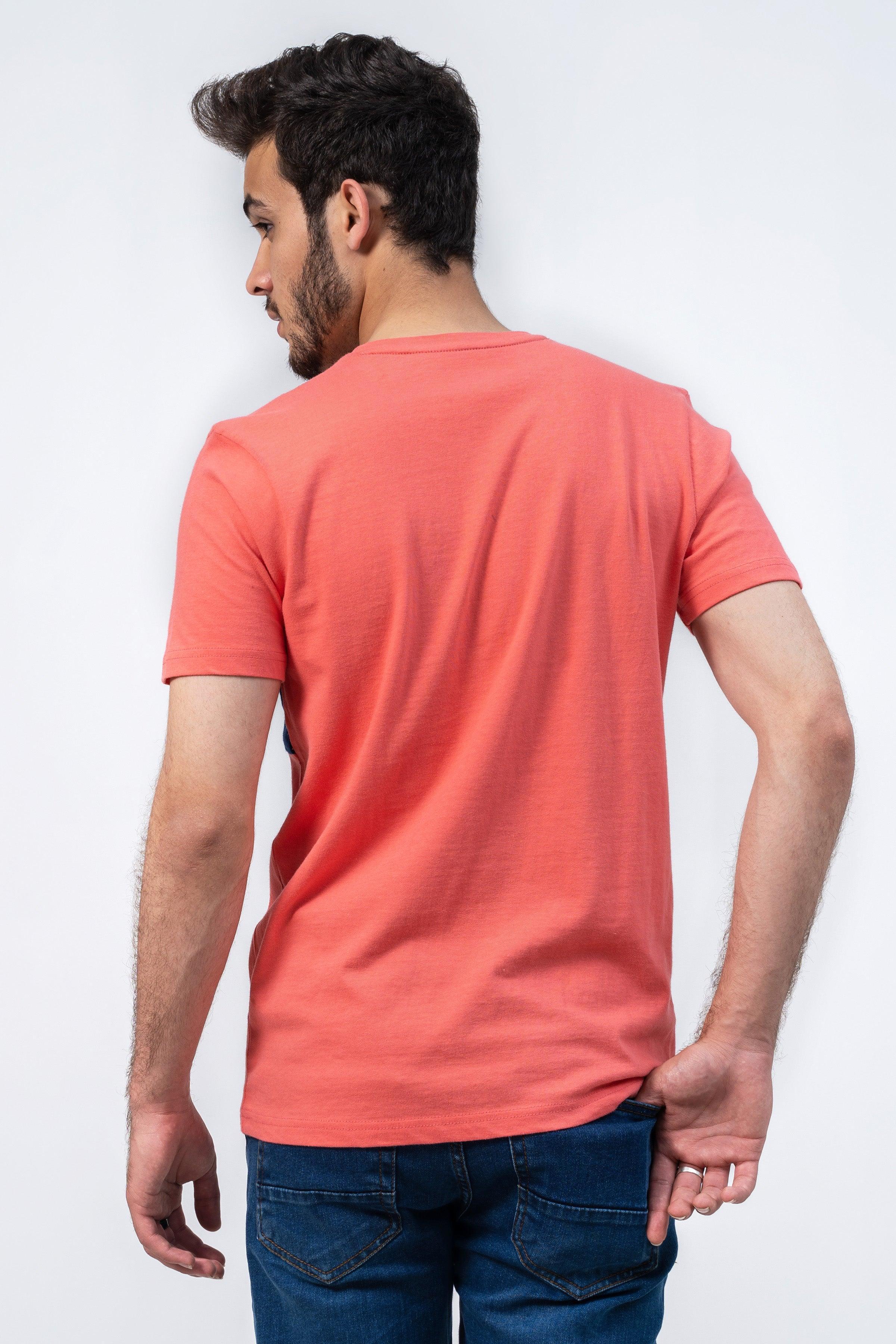 CUT & SEW T SHIRT CORAL PINK at Charcoal Clothing