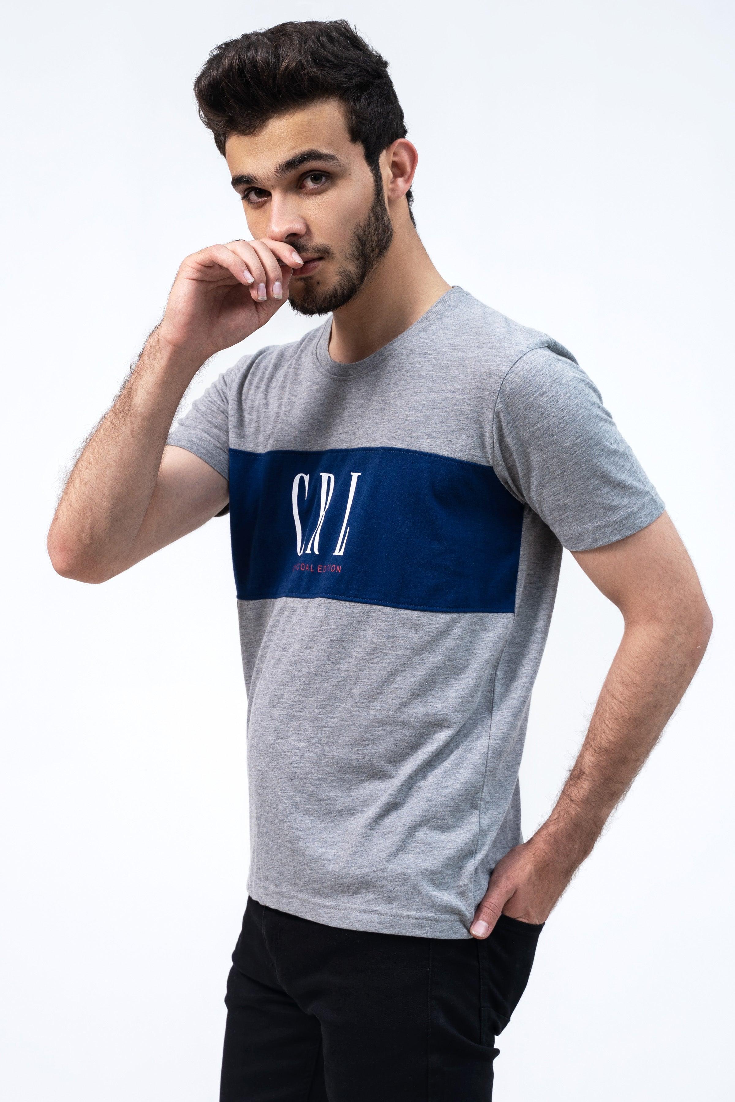 CUT & SEW T SHIRT HYDER GREY at Charcoal Clothing