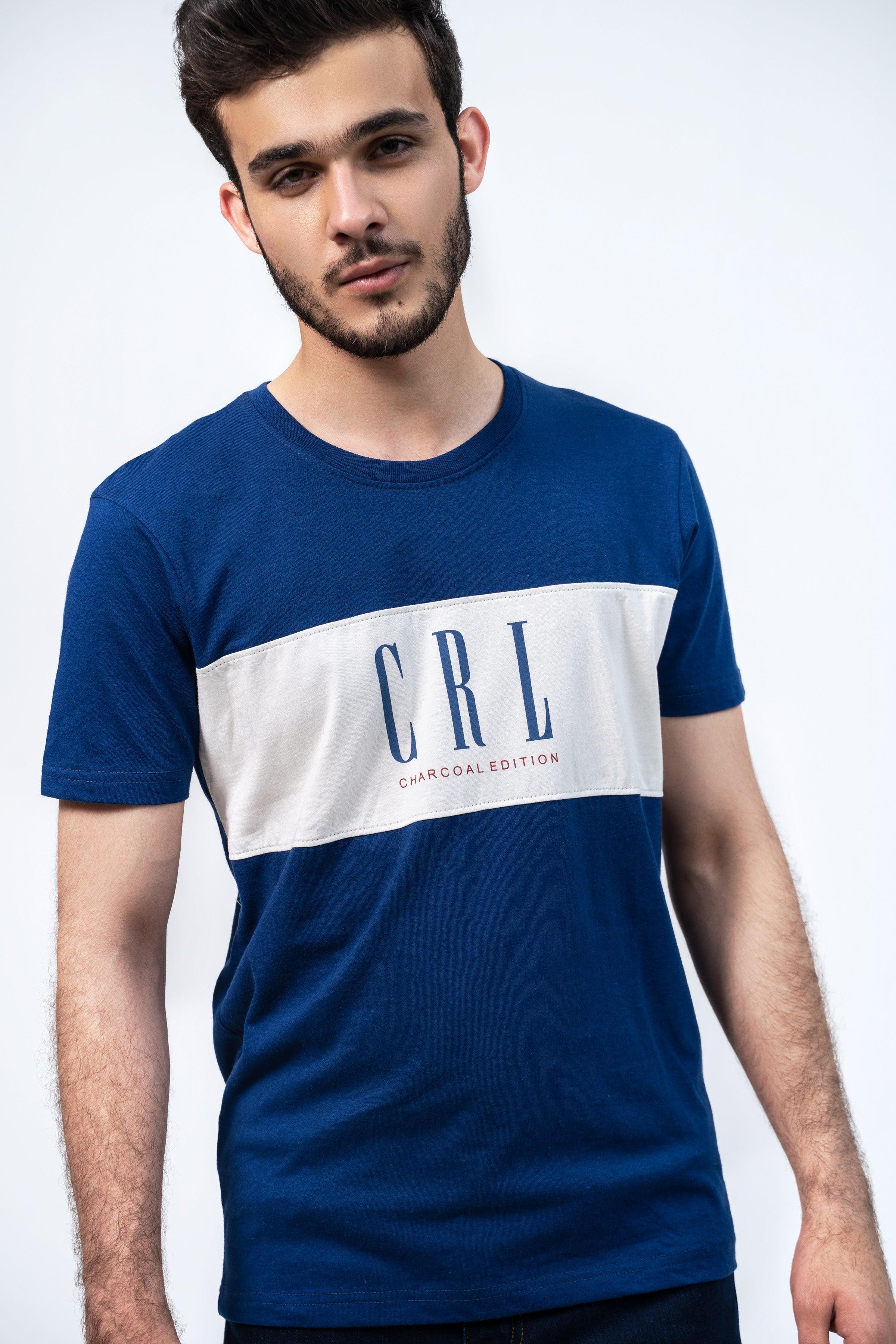 CUT & SEW T SHIRT NAVY at Charcoal Clothing