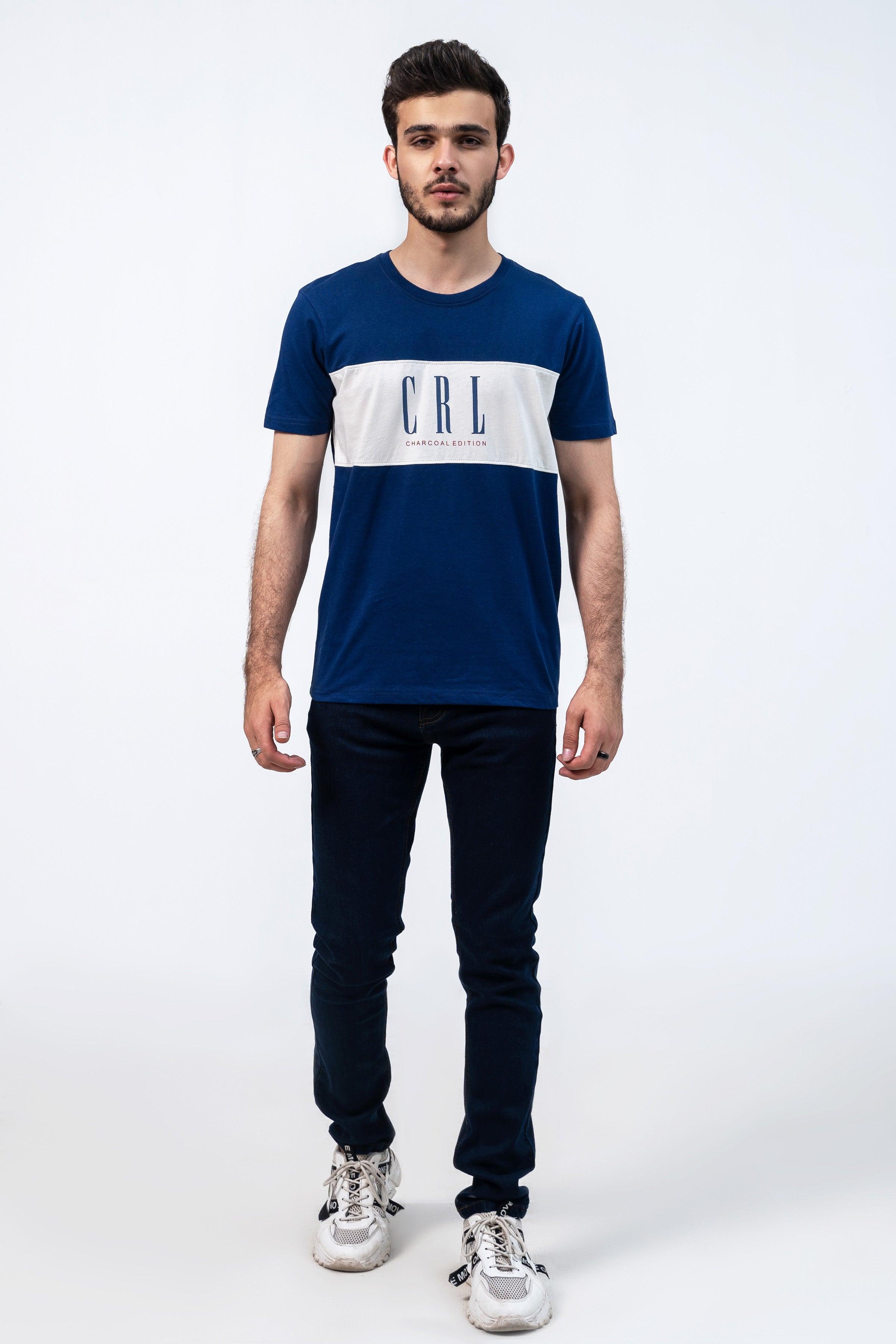 CUT & SEW T SHIRT NAVY at Charcoal Clothing