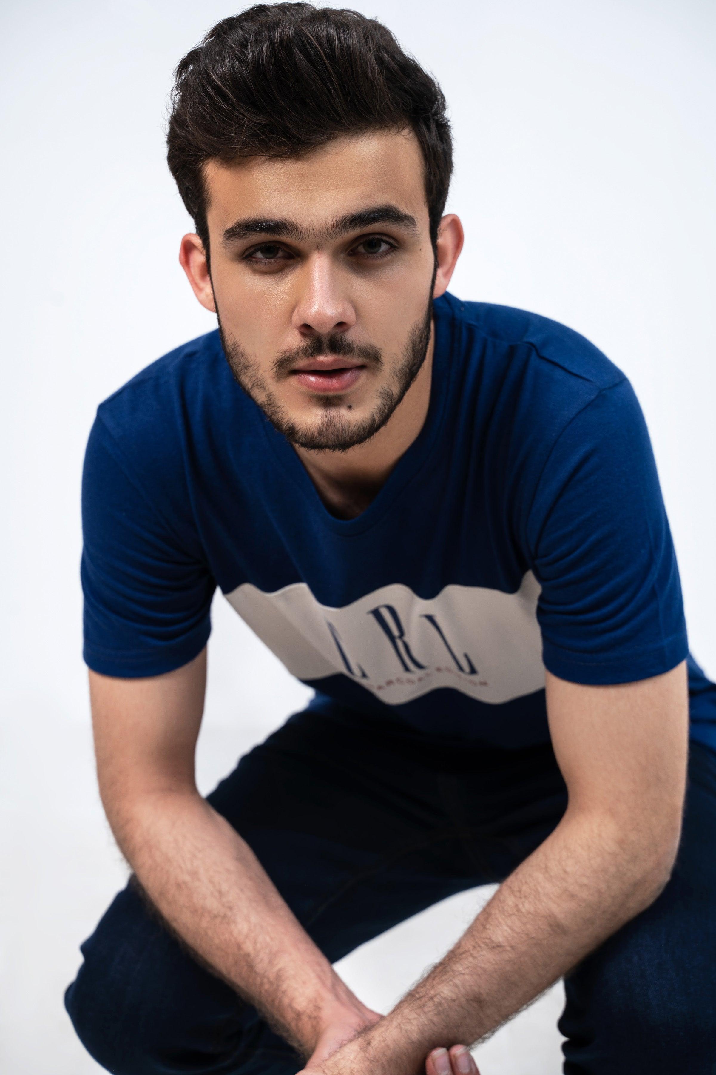 CUT & SEW T SHIRT NAVY at Charcoal Clothing