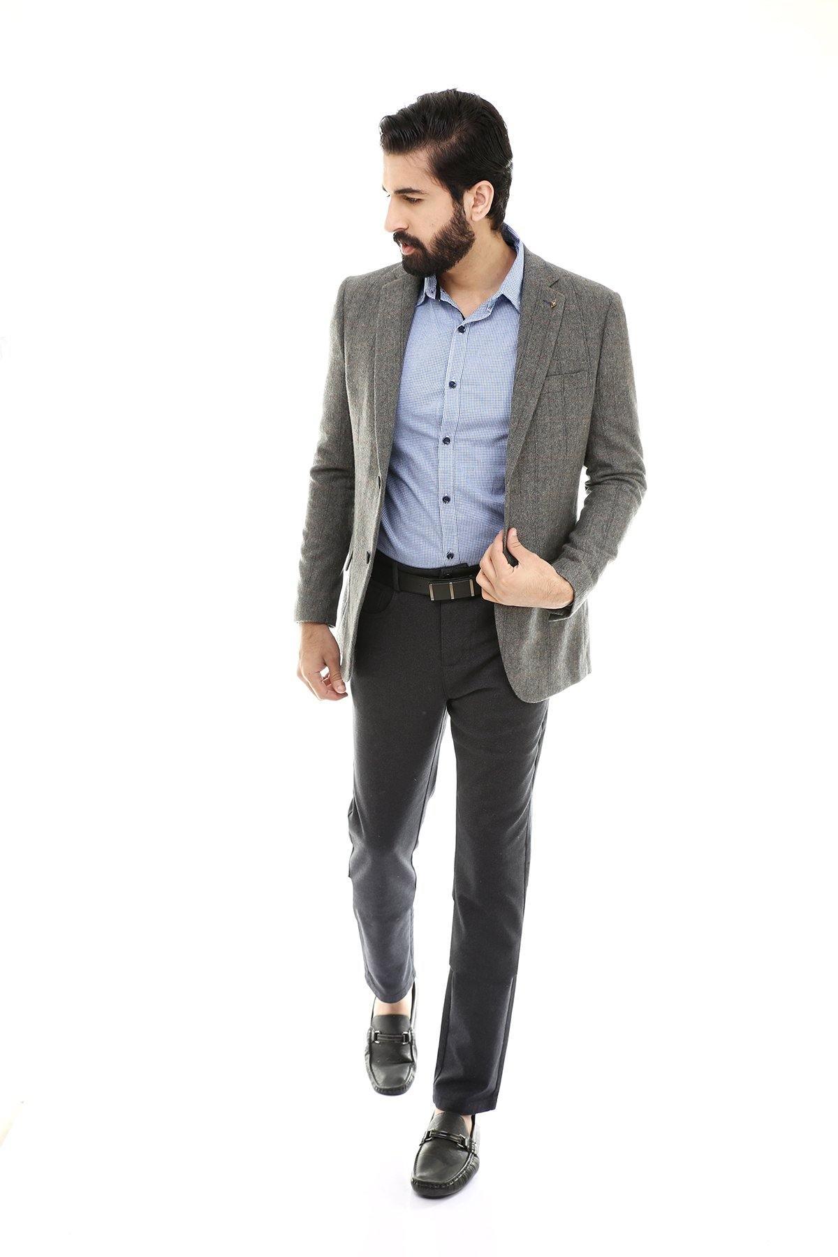Casual Coat 2 Button Grey at Charcoal Clothing