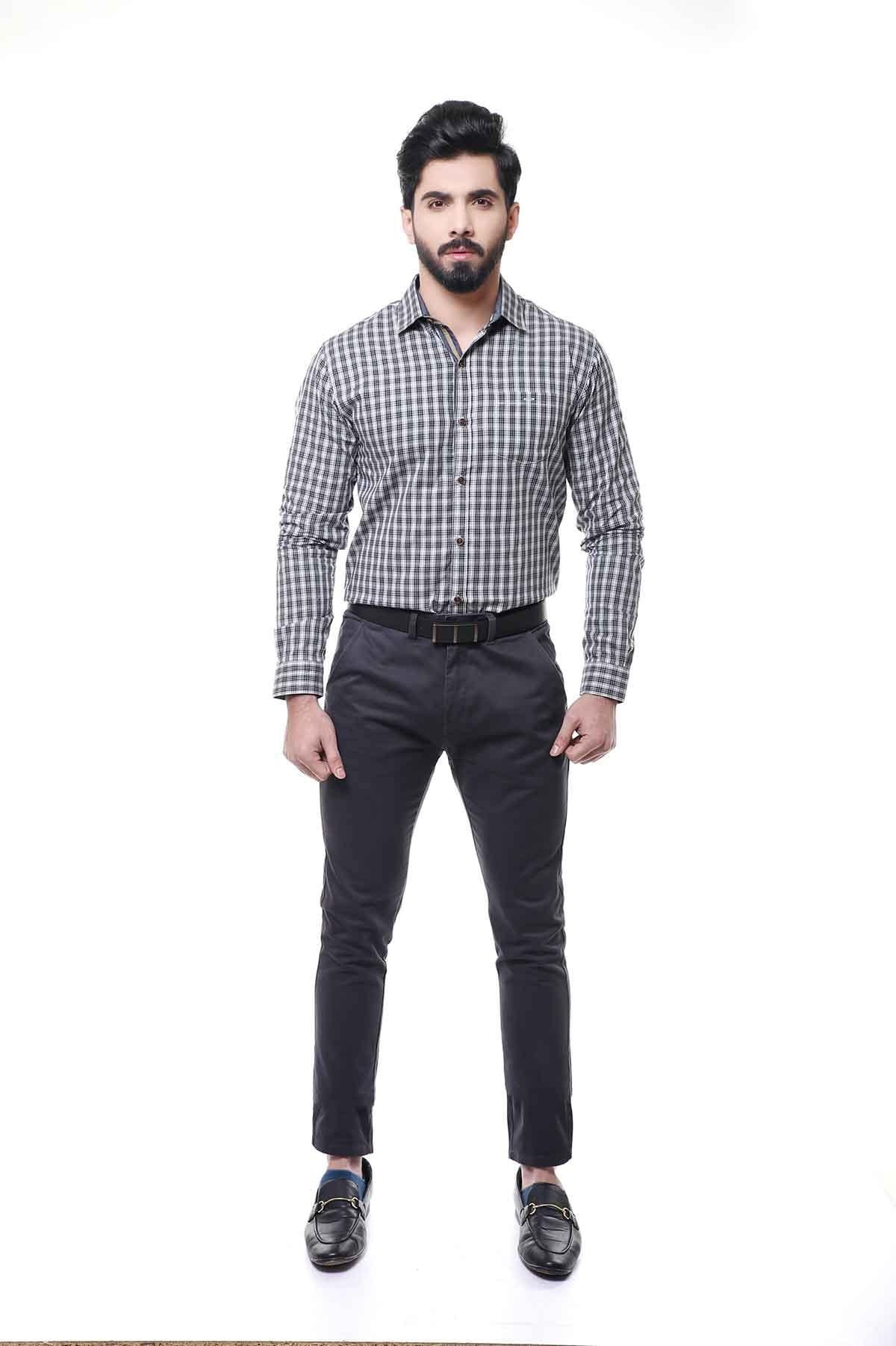 Casual Shirt FULL Sleeve GREEN CHECK at Charcoal Clothing