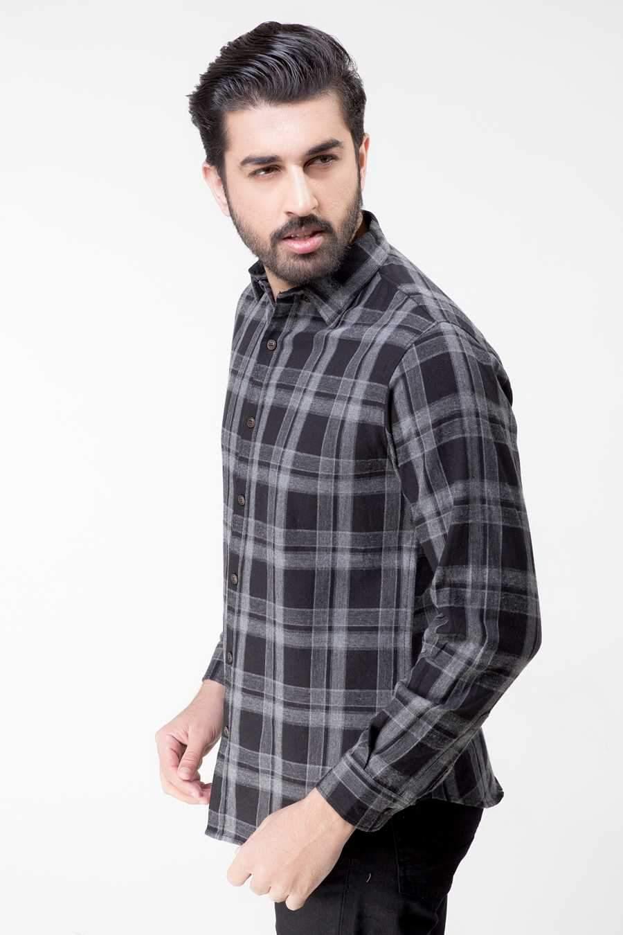 Casual Shirt FULL Sleeve Grey Black WINTER at Charcoal Clothing