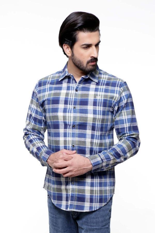 Casual Shirt Full Sleeve BLUE CHECK SLIM FIT at Charcoal Clothing