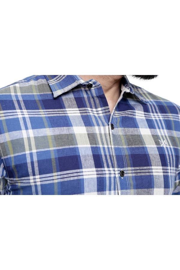 Casual Shirt Full Sleeve BLUE CHECK SLIM FIT at Charcoal Clothing