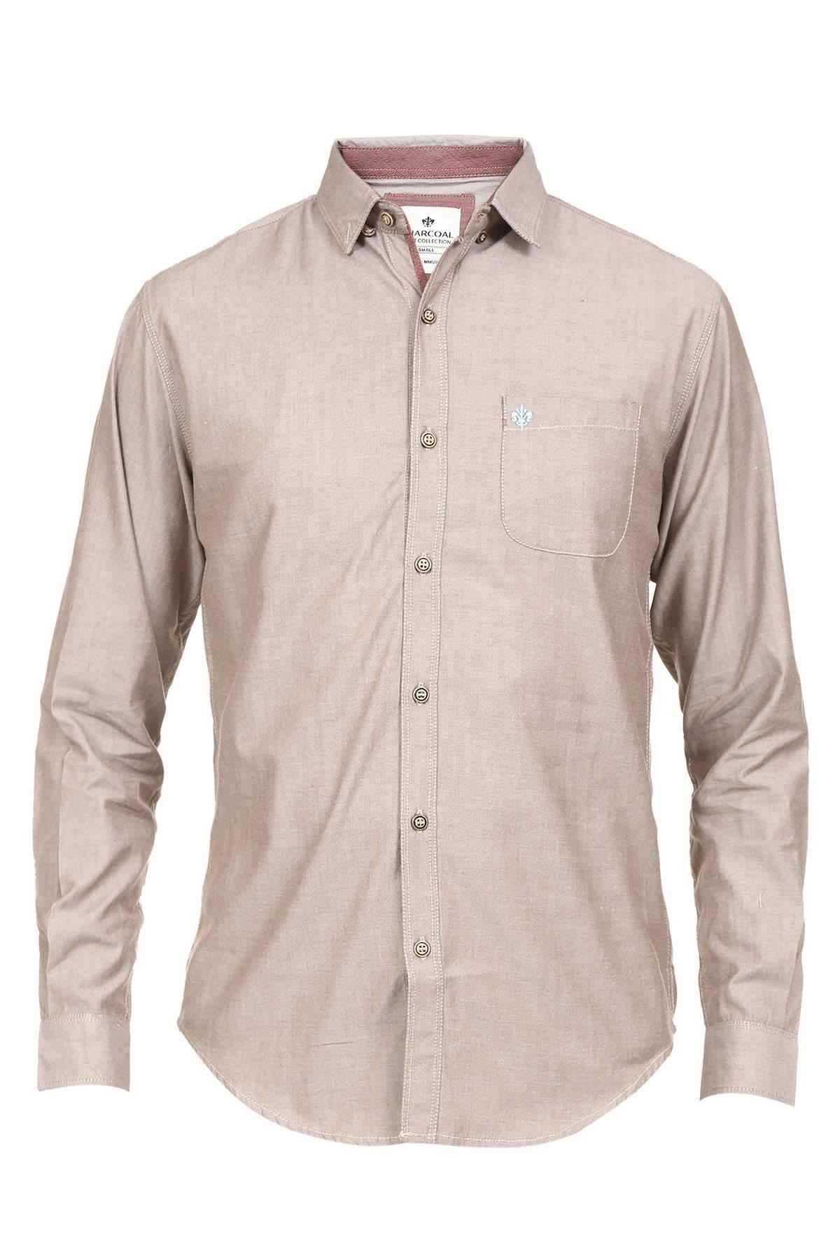 Casual Shirt Full Sleeve Brown at Charcoal Clothing