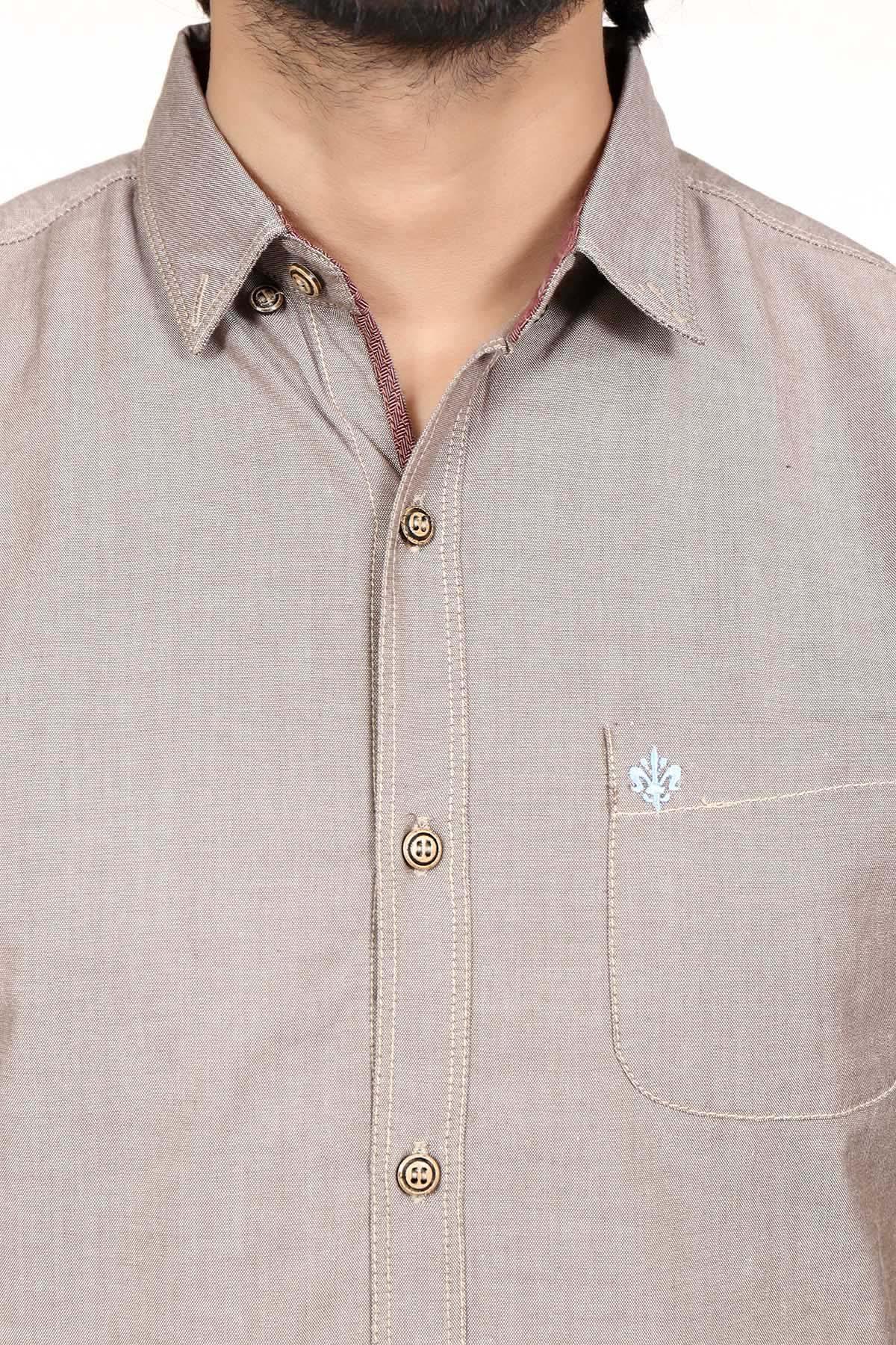 Casual Shirt Full Sleeve Brown at Charcoal Clothing