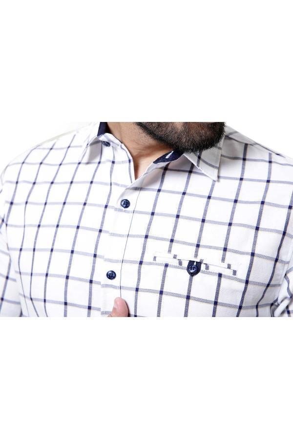 Casual Shirt Full Sleeve WHITE BLUE LINE SLIM FIT at Charcoal Clothing