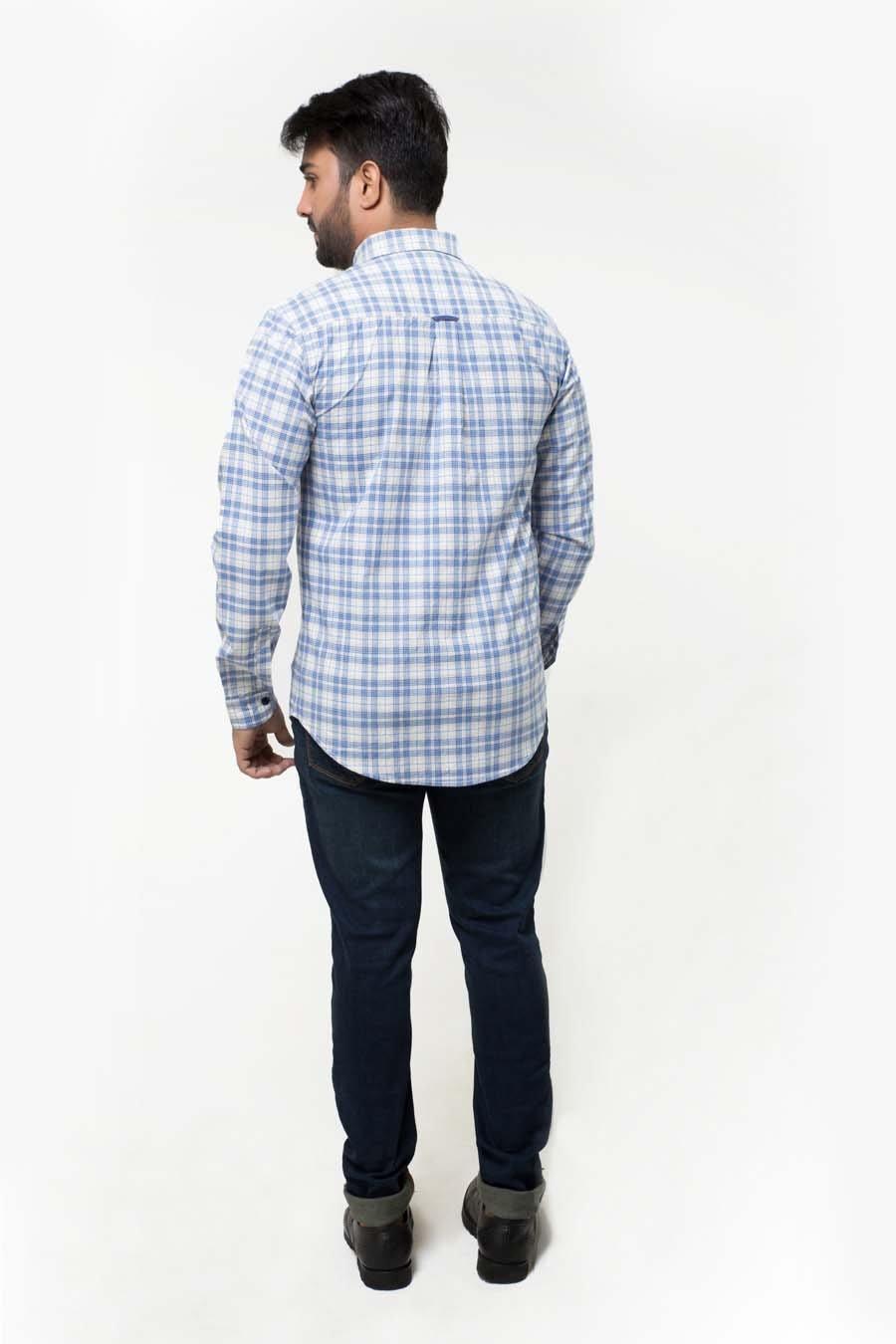 Casual Shirt Full Sleeves Blue Check at Charcoal Clothing