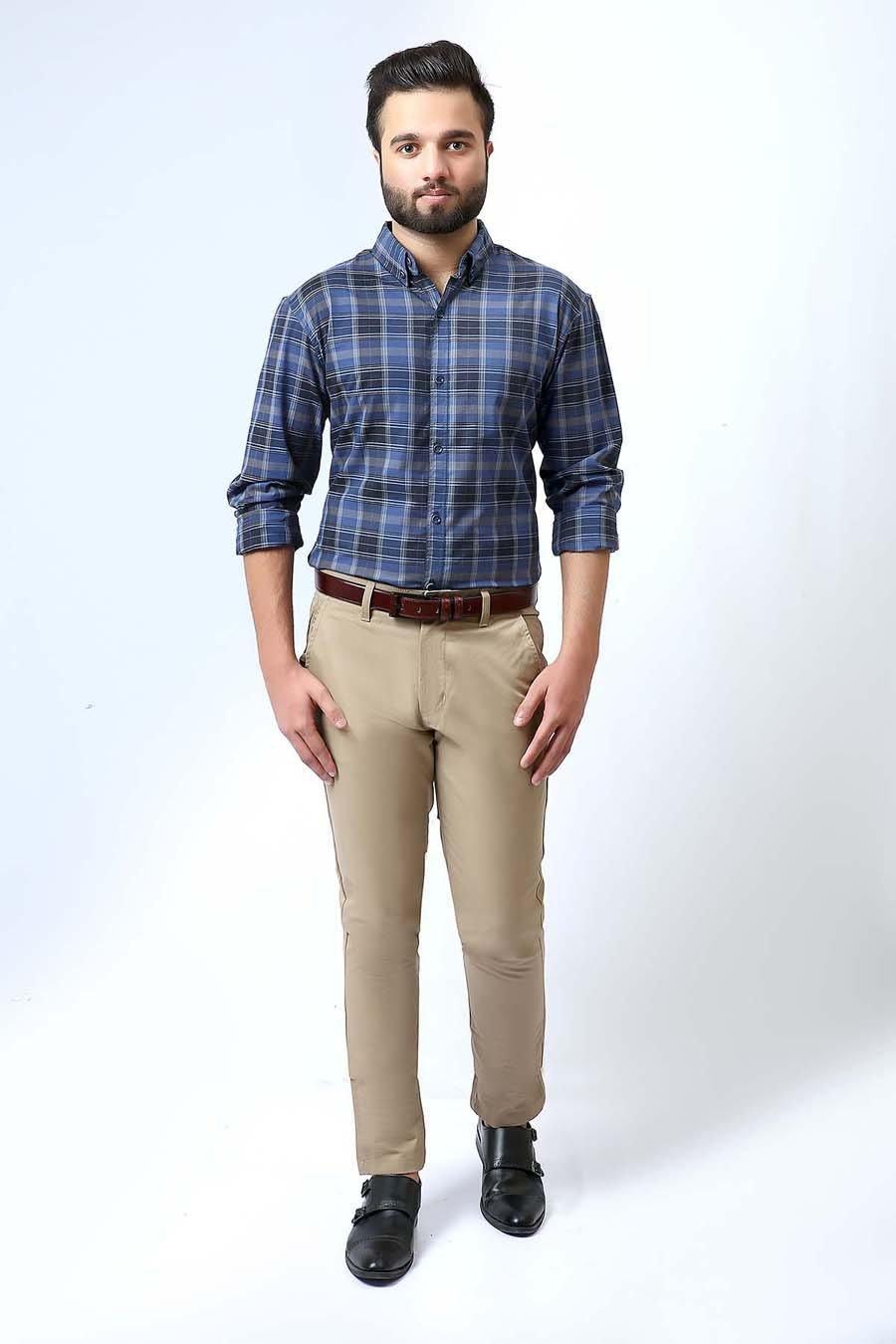 Casual Shirt Full Sleeves Blue Grey at Charcoal Clothing