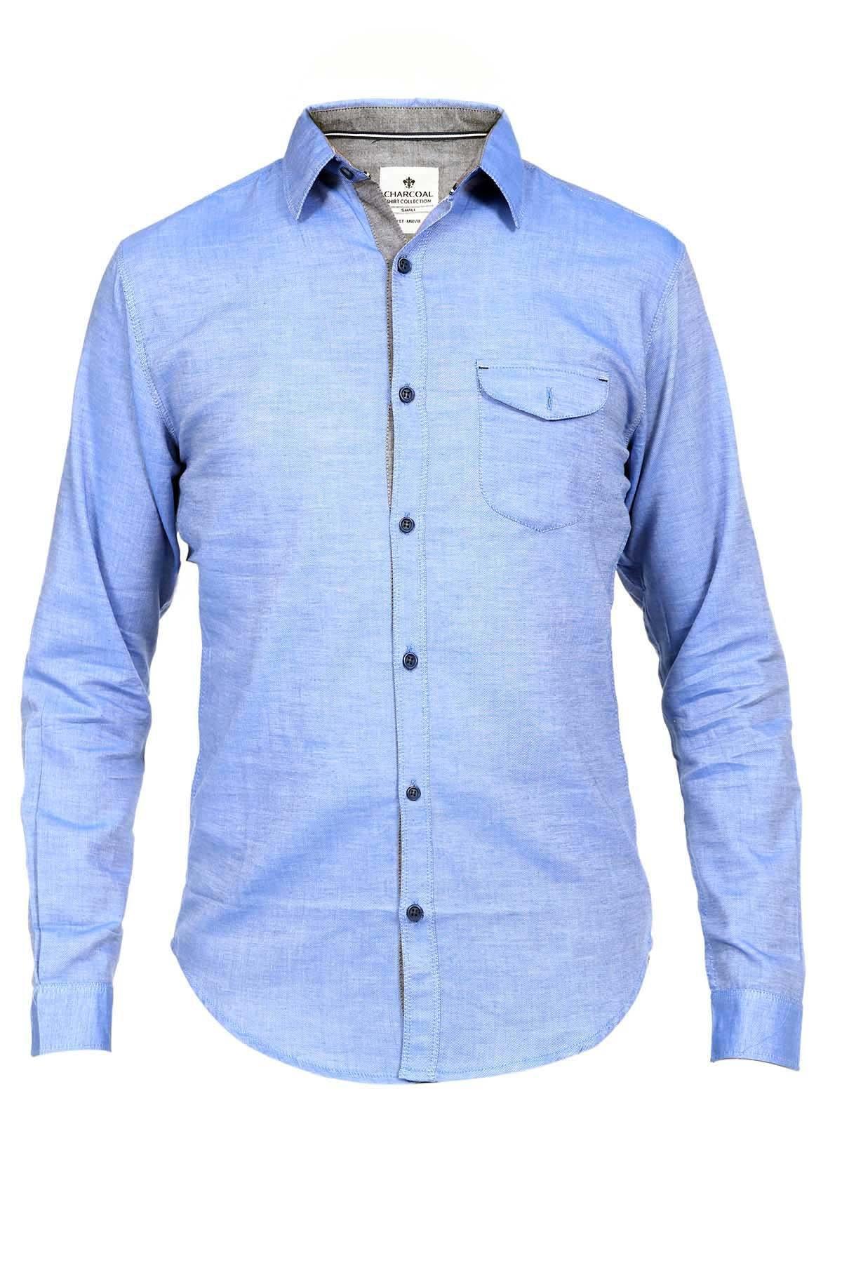 Casual Shirt Full Sleeves Blue at Charcoal Clothing