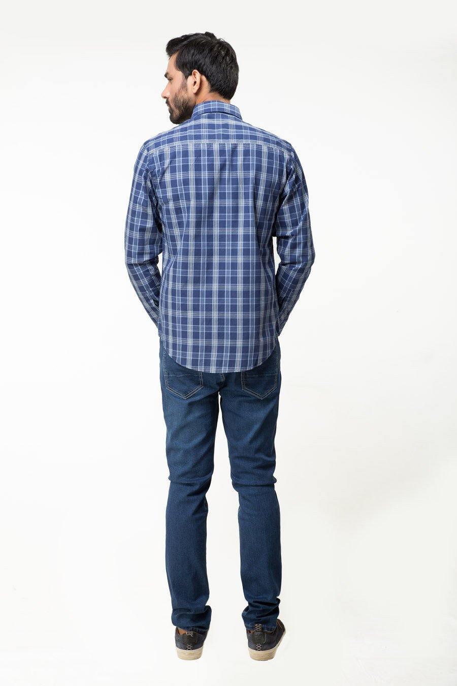 Casual Shirt Full Sleeves Navy Check at Charcoal Clothing