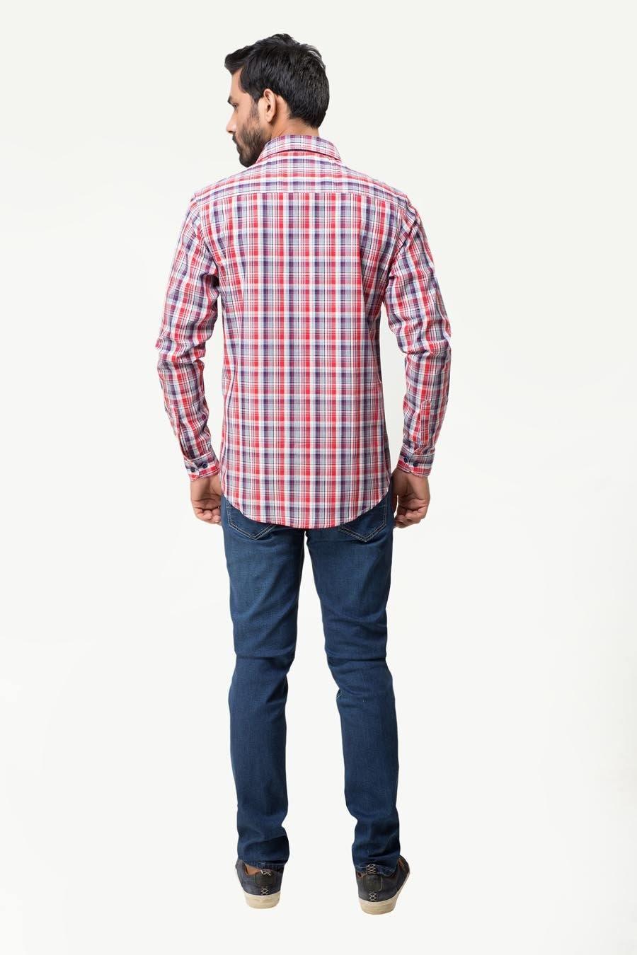 Casual Shirt Full Sleeves Red Navy at Charcoal Clothing