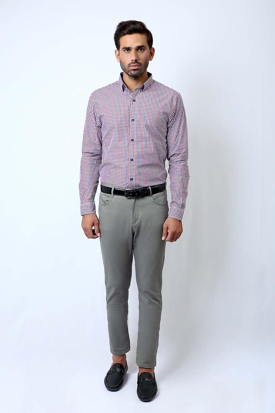 Casual Shirt Full Sleeves Red Navy at Charcoal Clothing