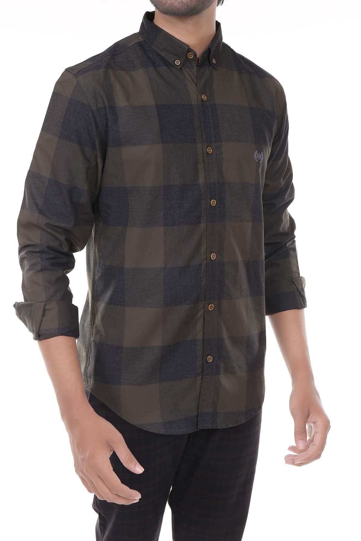 Casual Shirt Green Check at Charcoal Clothing