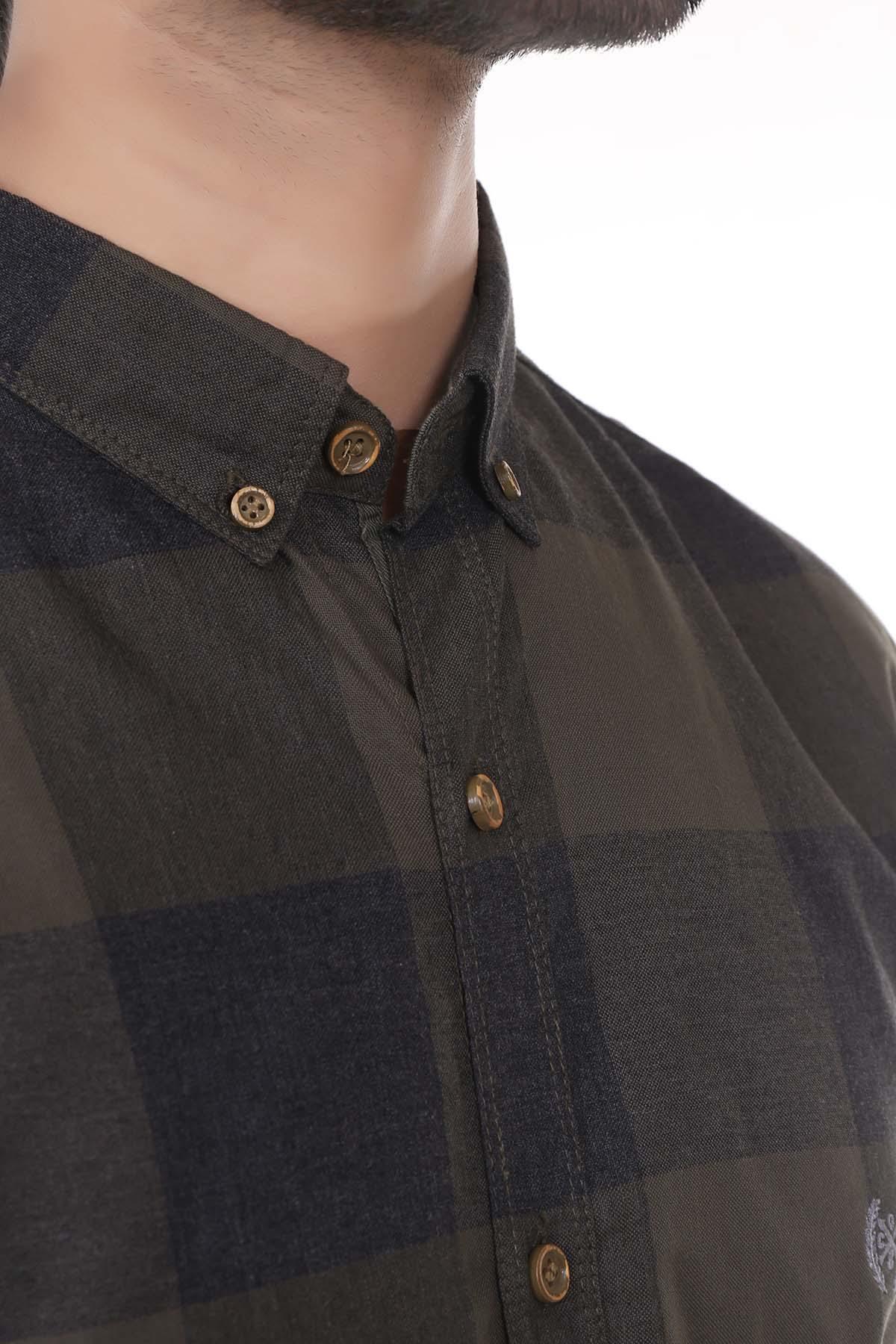 Casual Shirt Green Check at Charcoal Clothing