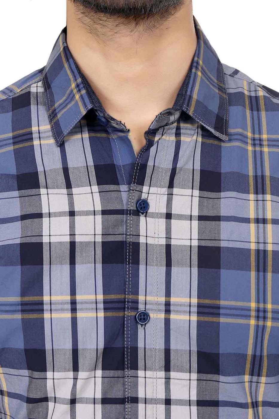 Casual Shirt Navy Grey at Charcoal Clothing