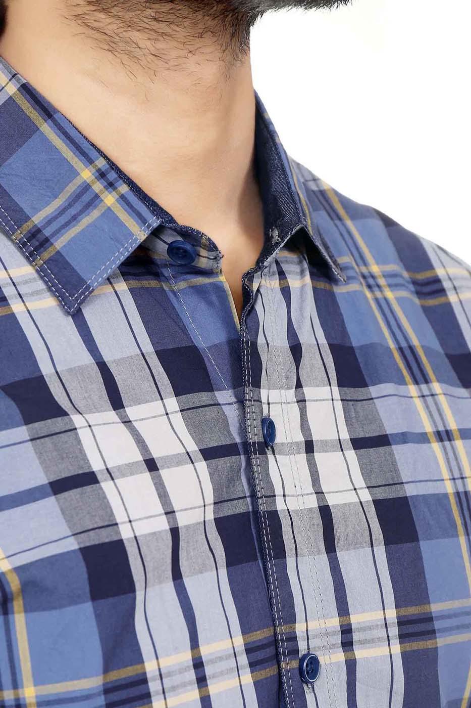 Casual Shirt Navy Grey at Charcoal Clothing