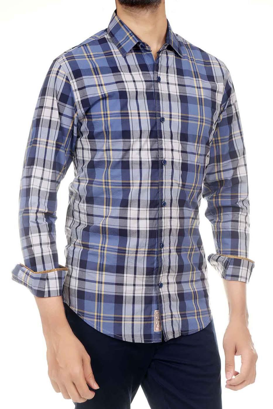 Casual Shirt Navy Grey at Charcoal Clothing