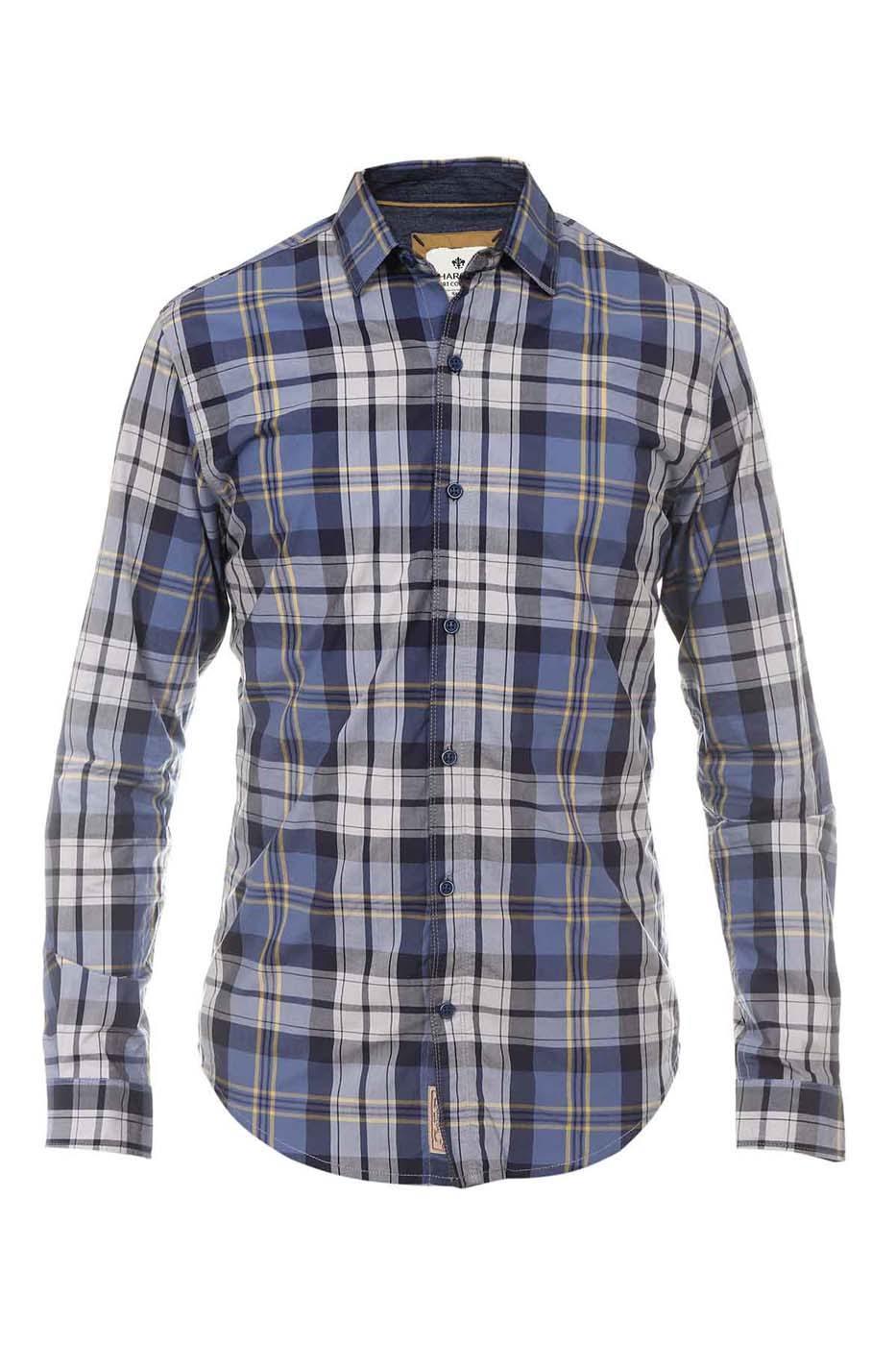 Casual Shirt Navy Grey at Charcoal Clothing