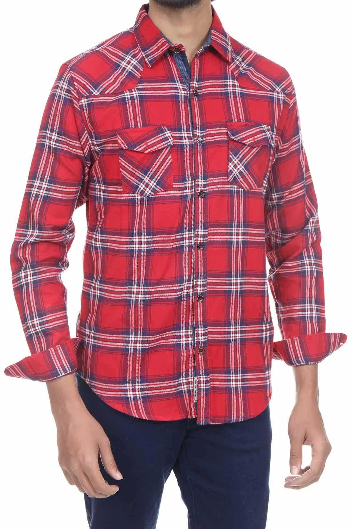 Casual Shirt Red Check at Charcoal Clothing
