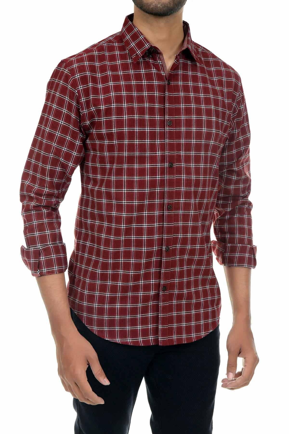 Casual Shirt Red Check at Charcoal Clothing