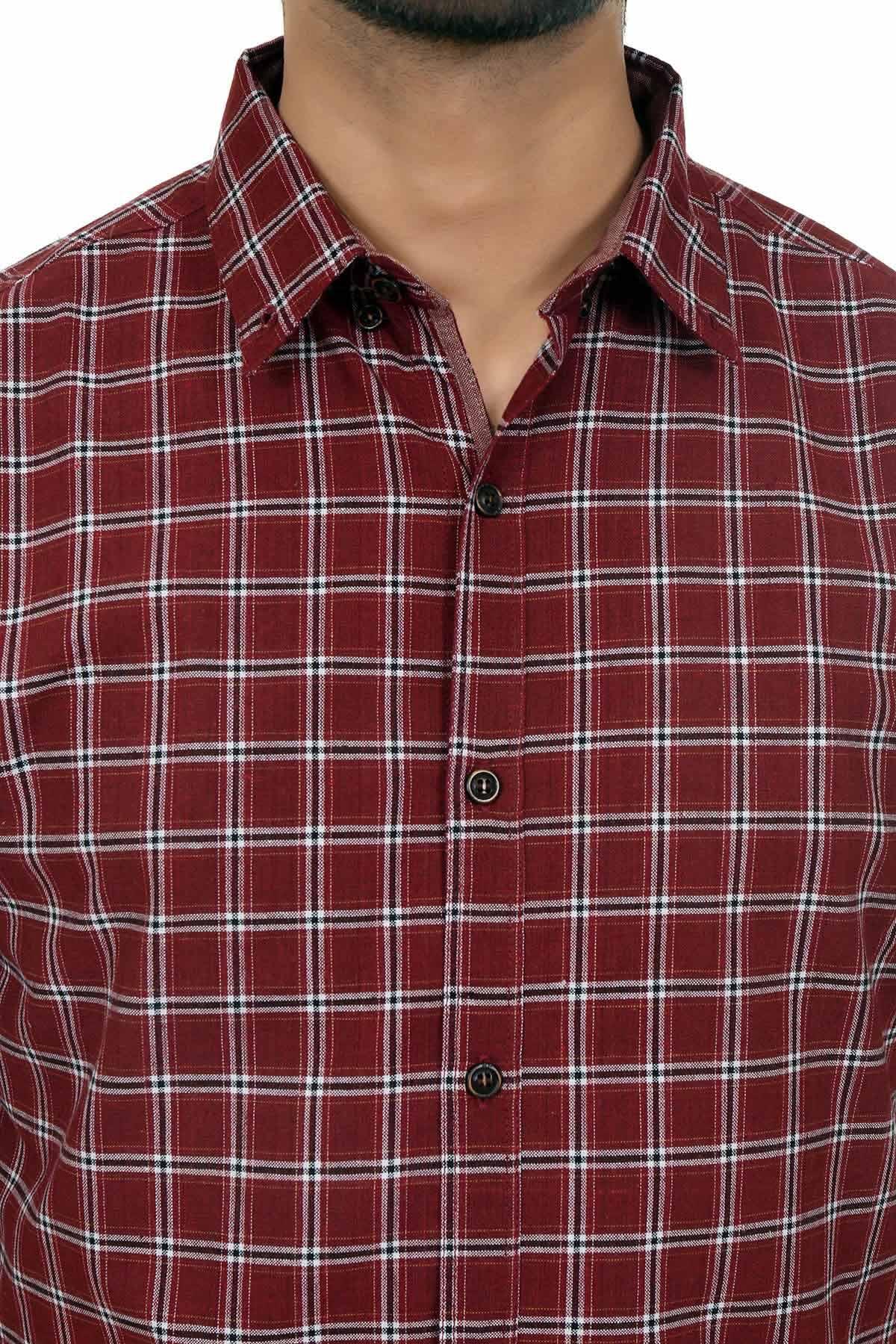 Casual Shirt Red Check at Charcoal Clothing