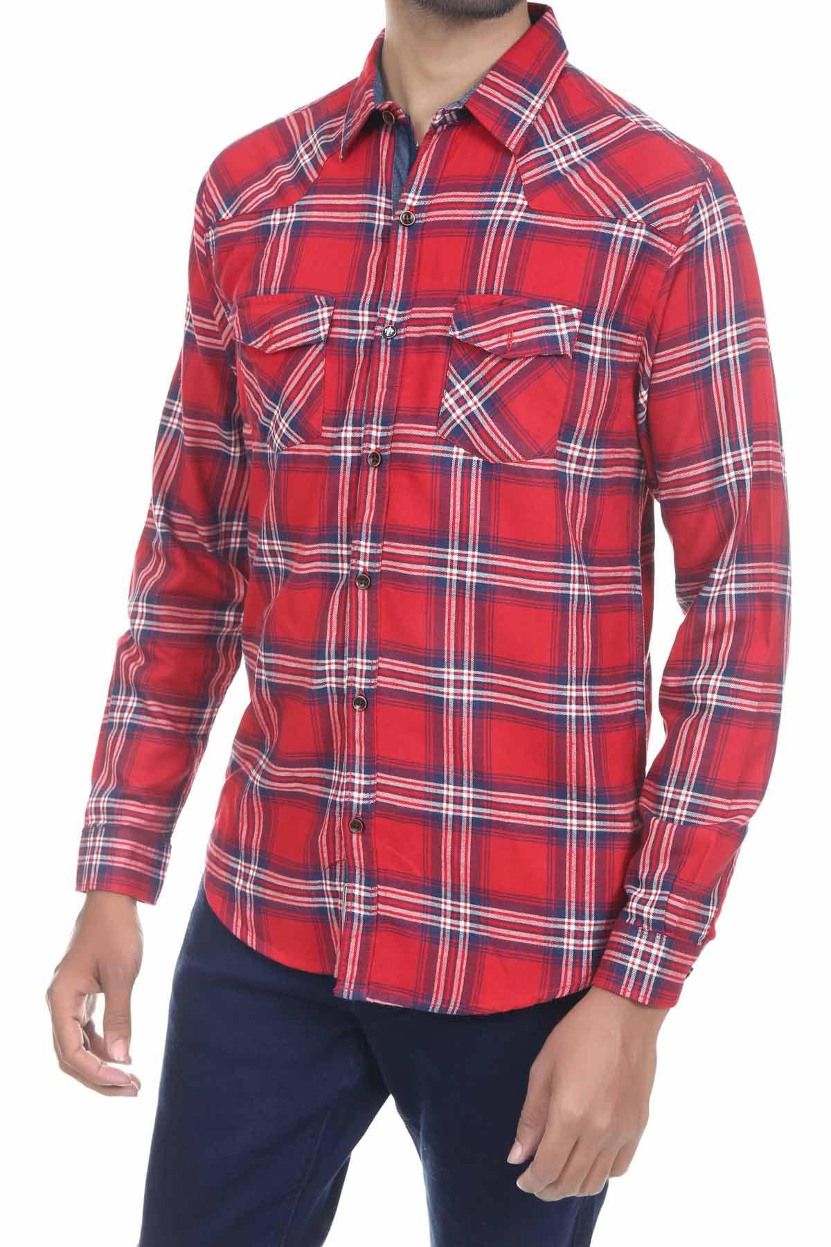 Casual Shirt Red Check at Charcoal Clothing