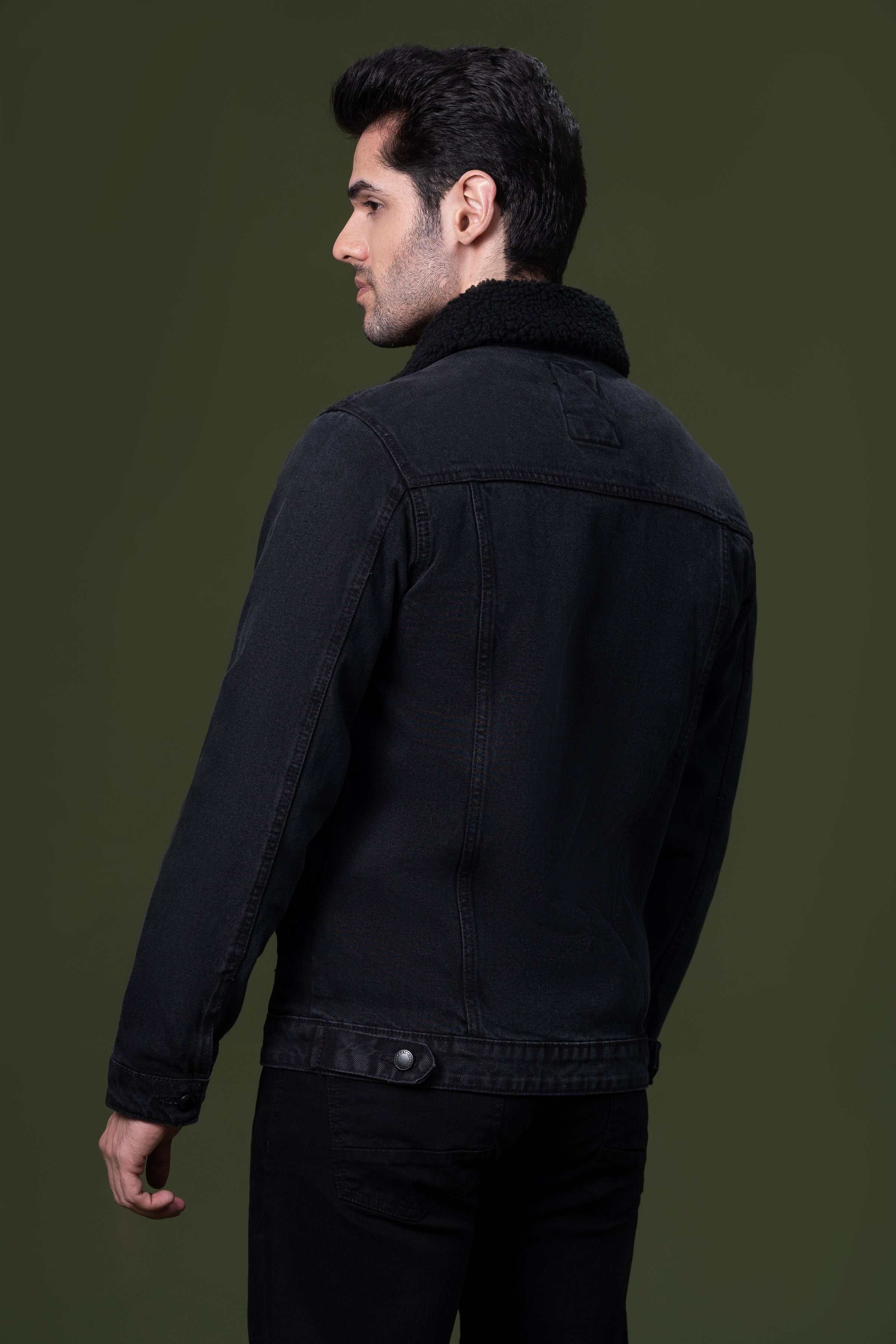 DENIM FUR JACKET CHARCOAL at Charcoal Clothing