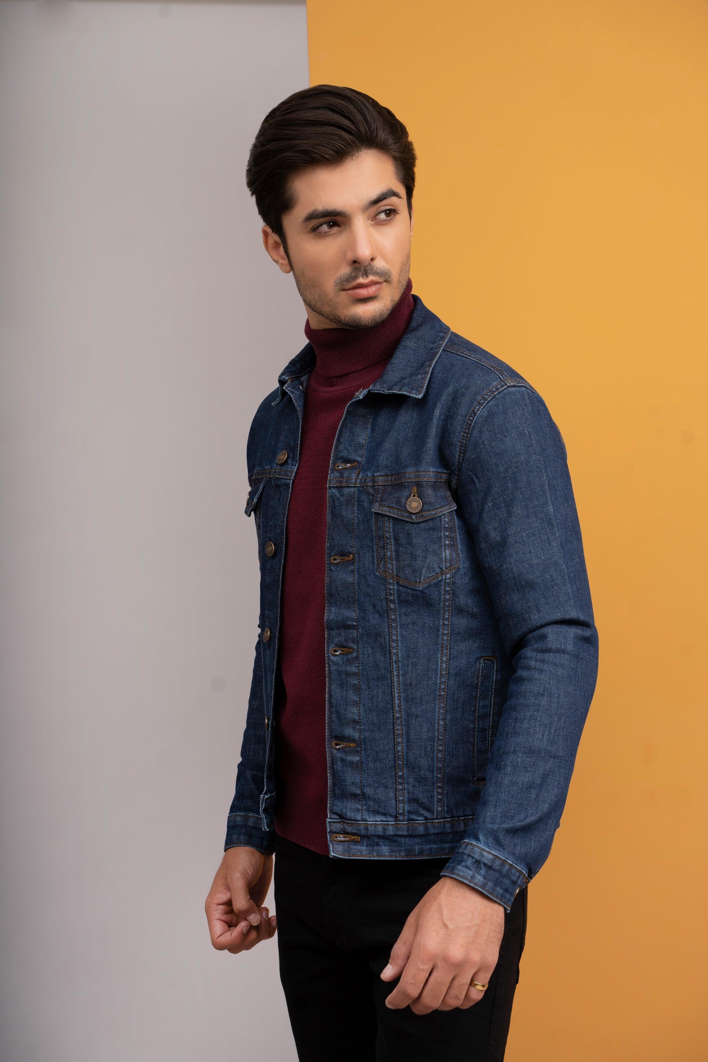 DENIM JACKET F/S DARK BLUE at Charcoal Clothing