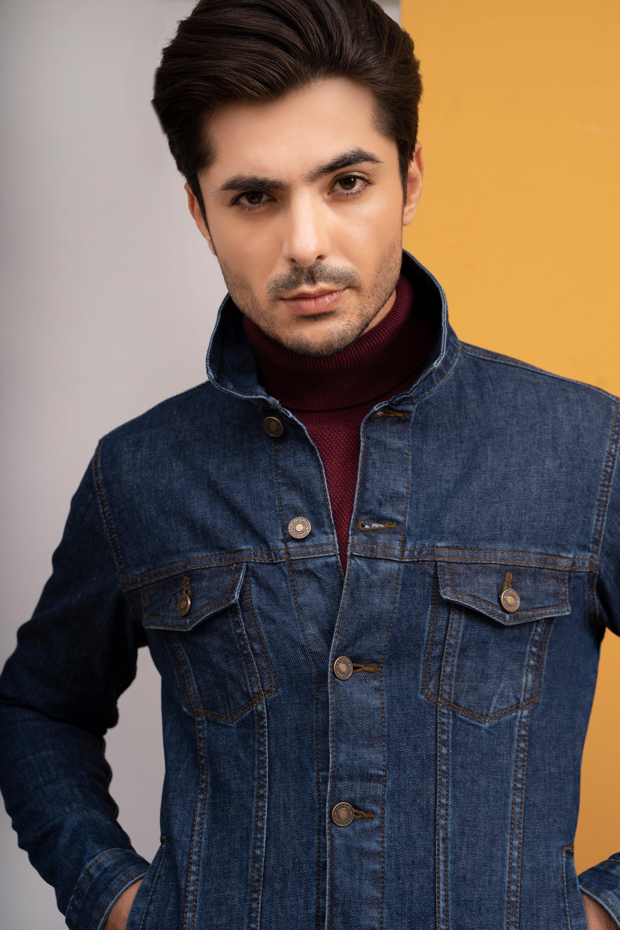 DENIM JACKET F/S DARK BLUE at Charcoal Clothing