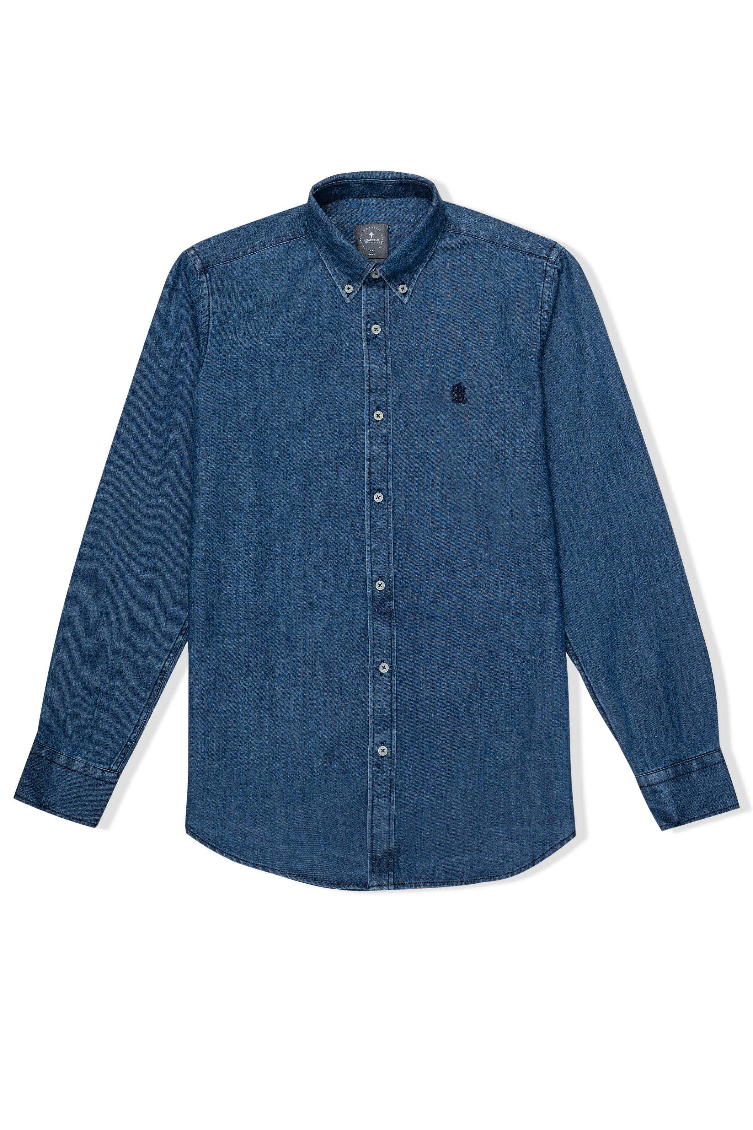 DENIM SHIRT BLUE at Charcoal Clothing