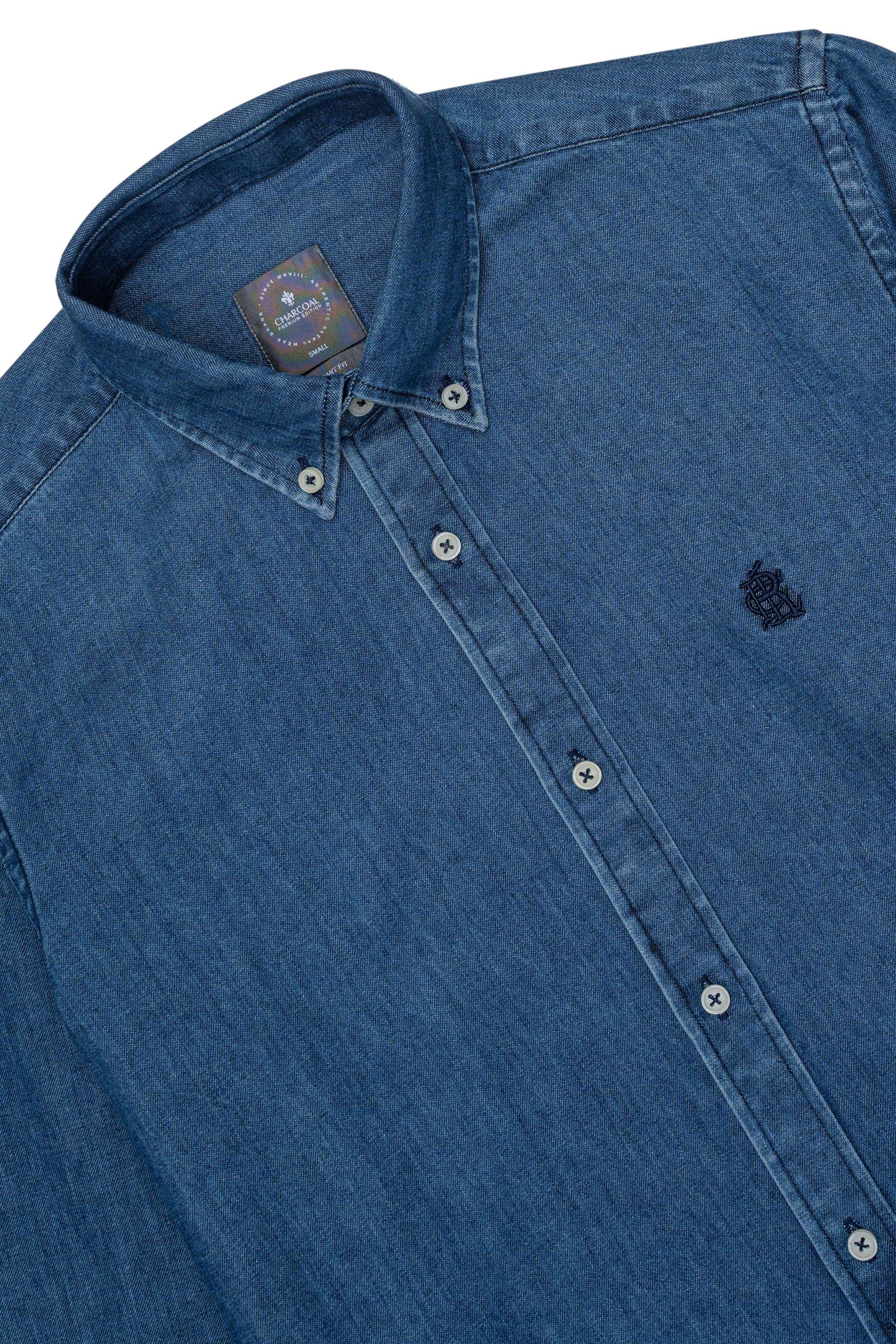 DENIM SHIRT BLUE at Charcoal Clothing