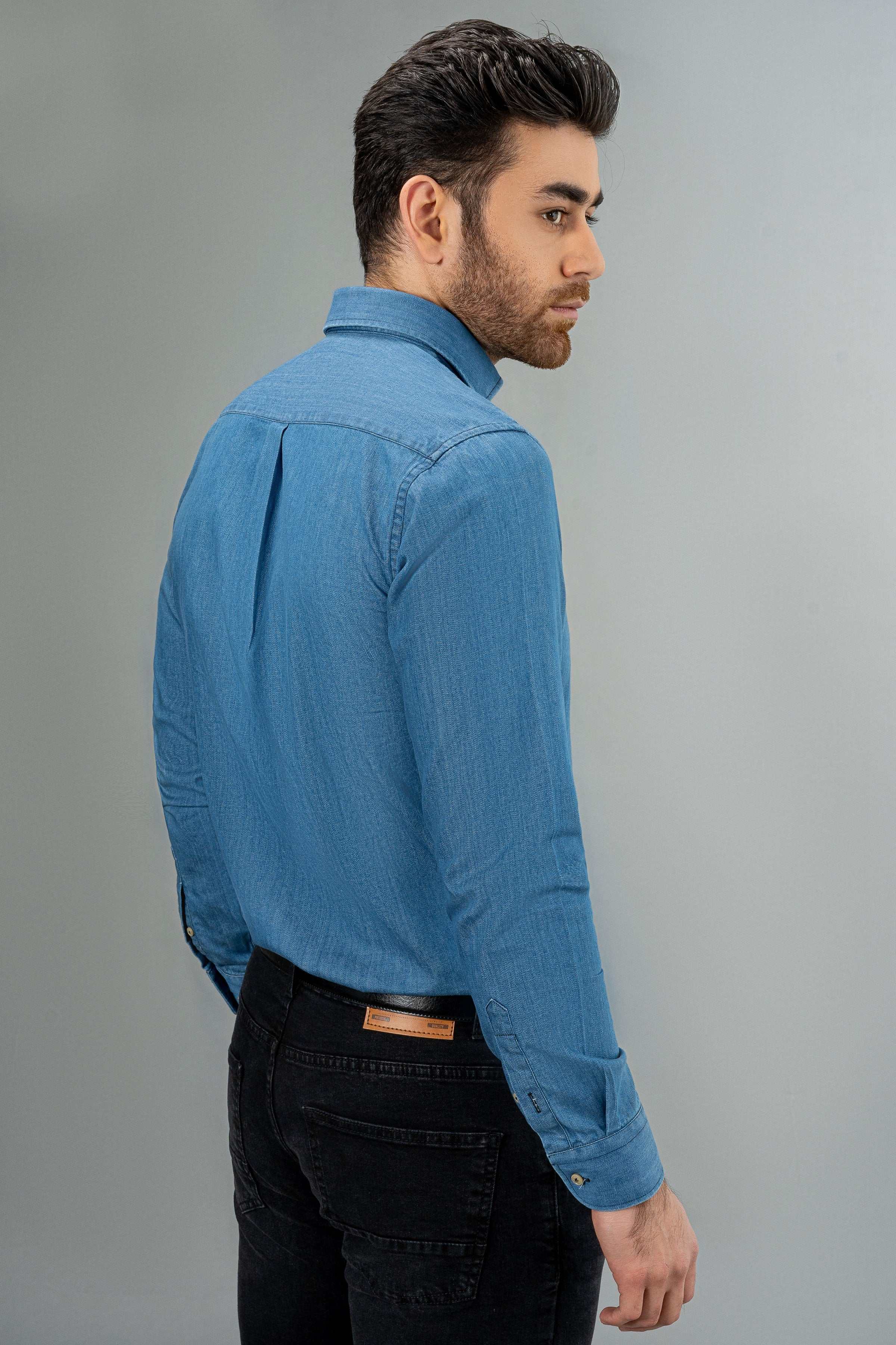 DENIM SHIRT LIGHT BLUE at Charcoal Clothing